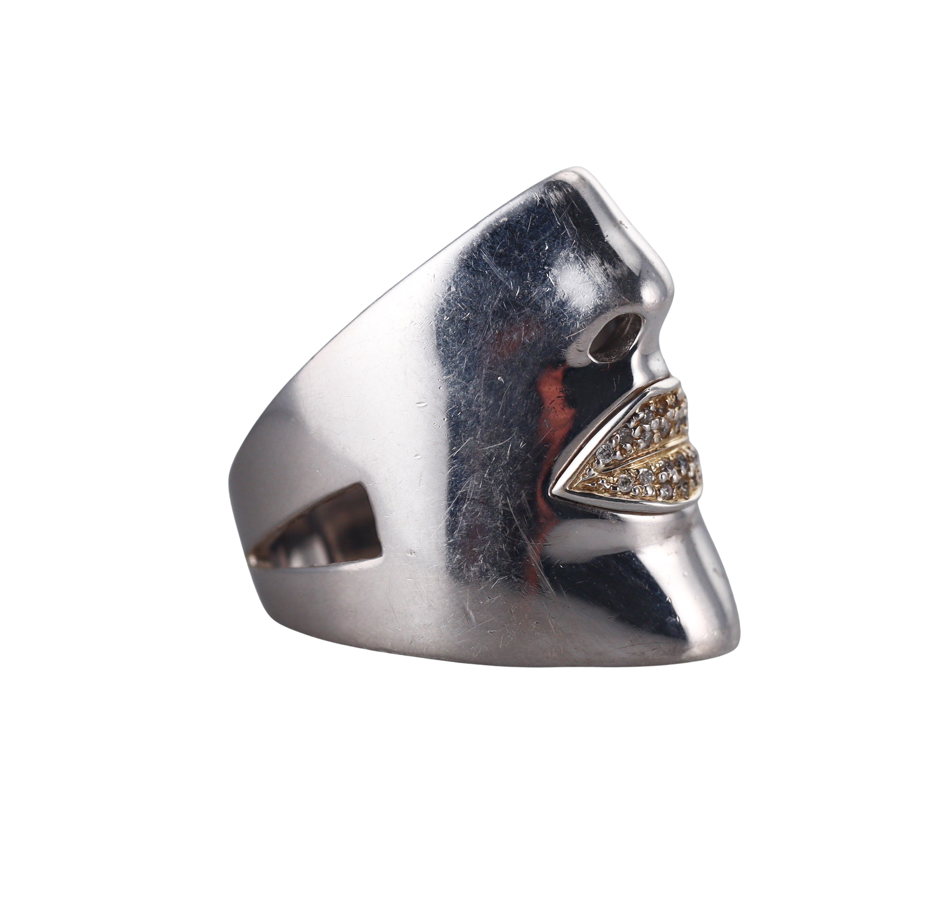 Sonia Bitton Vintage Silver Gold Diamond Lip Face Ring