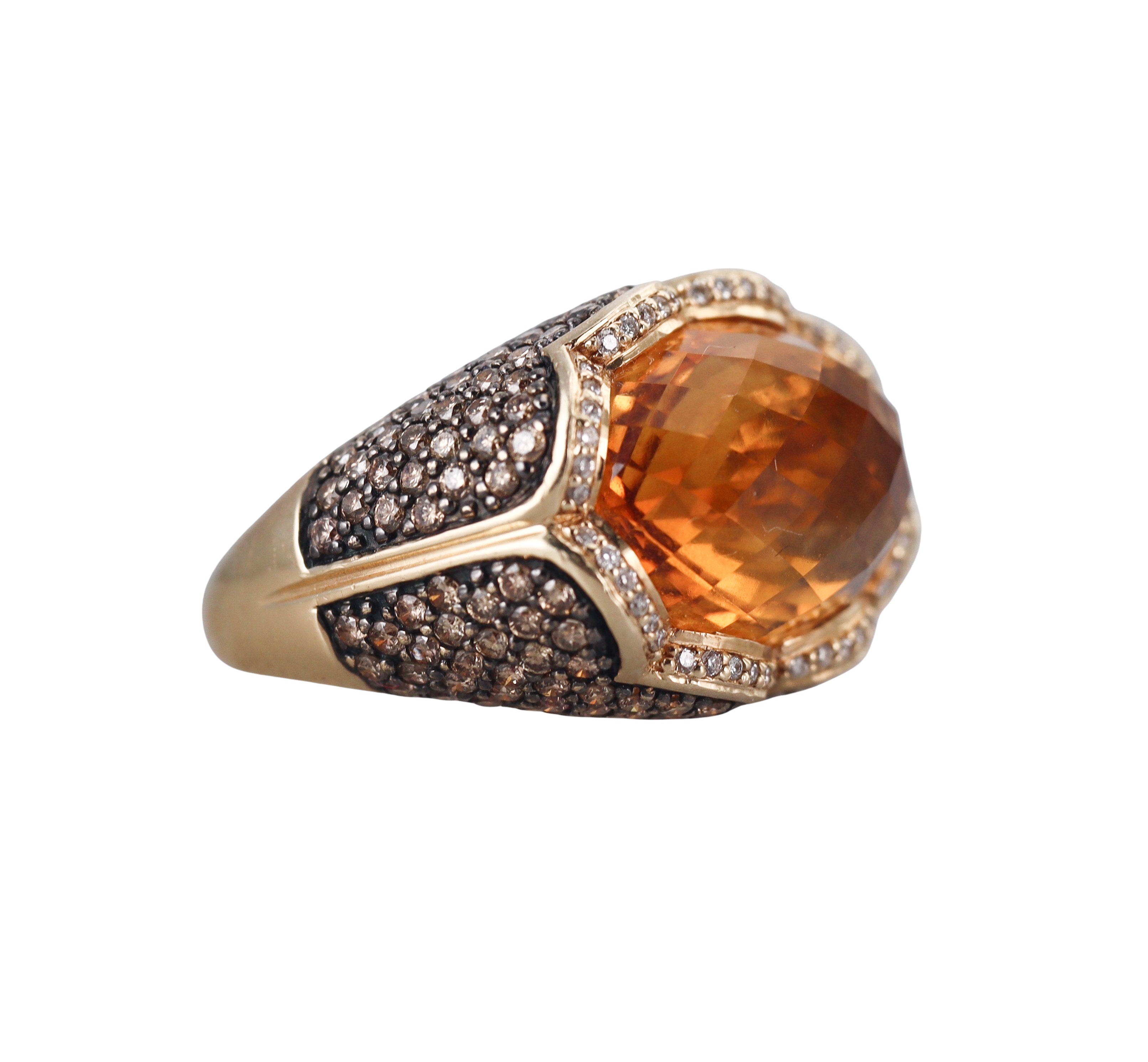 LeVian Le Vian 12ct Citrine White Fancy Diamond Yellow Gold Ring