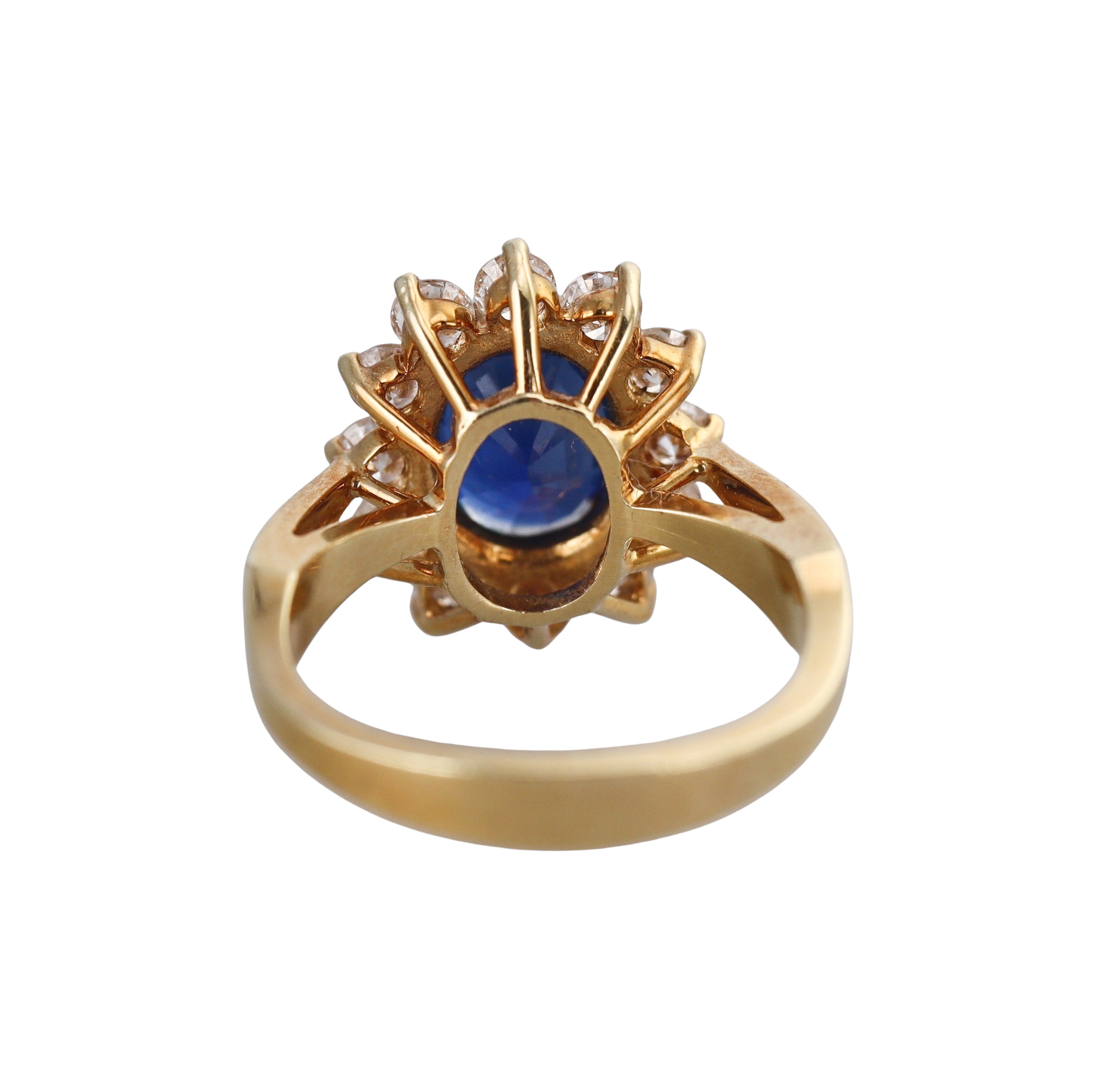 2.20ct Sapphire Diamond Gold Cluster Ring