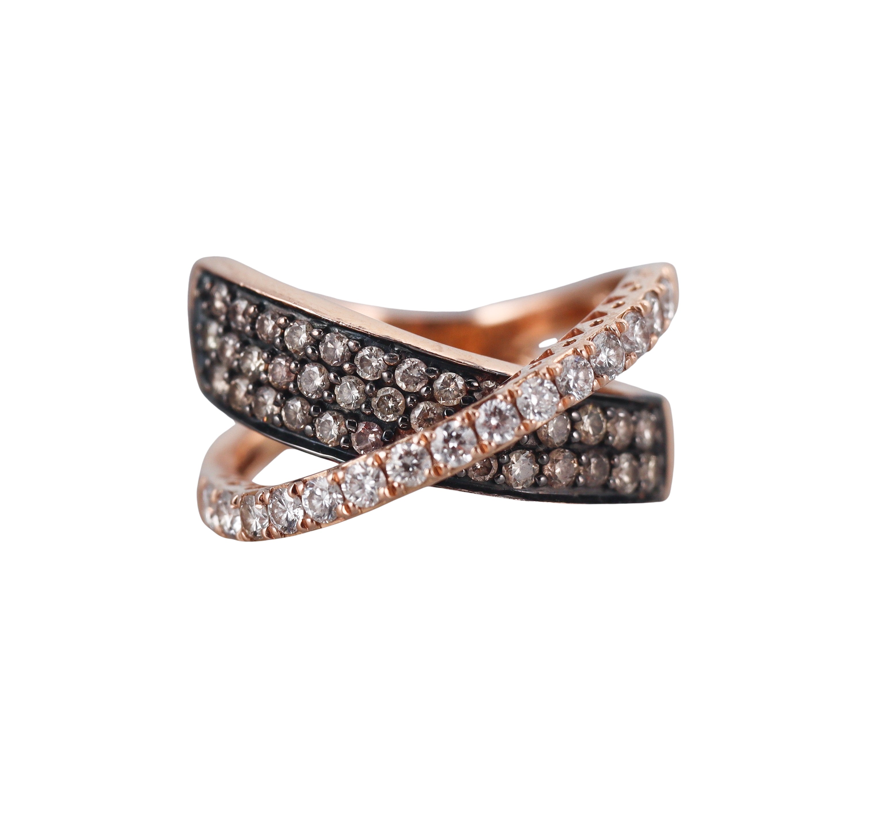LeVian Le Vian Rose Gold White Fancy Diamond Crossover Band Ring
