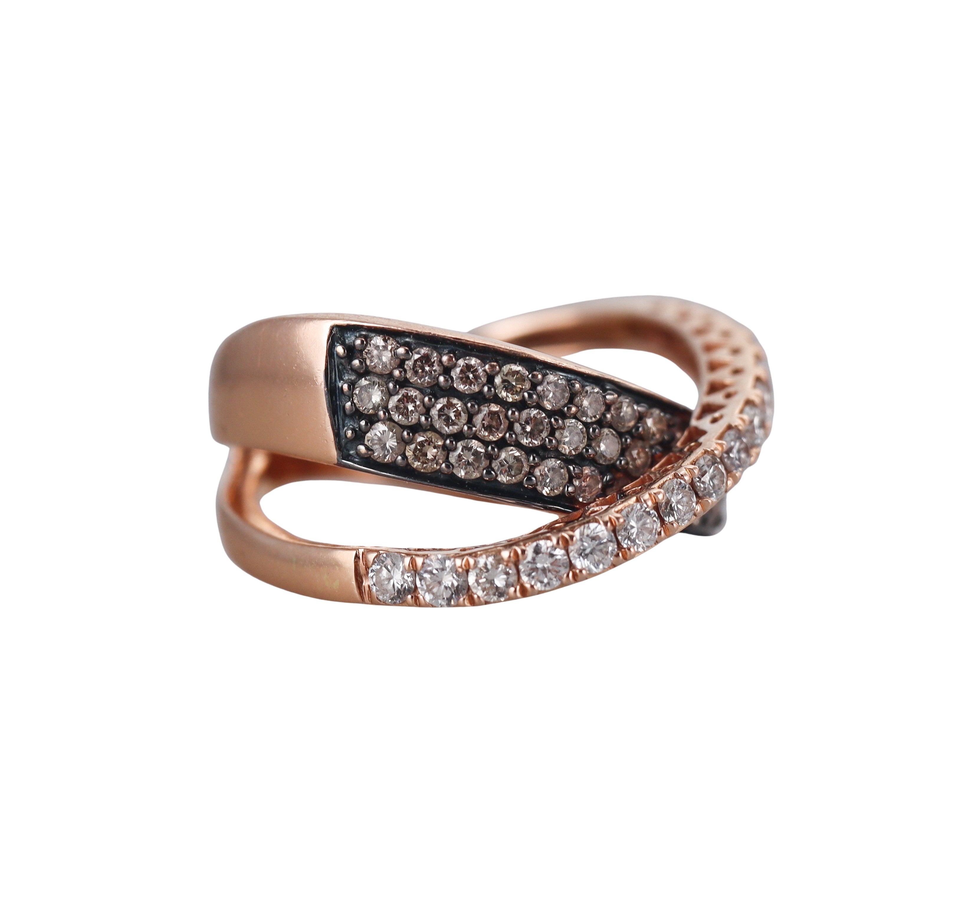 LeVian Le Vian Rose Gold White Fancy Diamond Crossover Band Ring