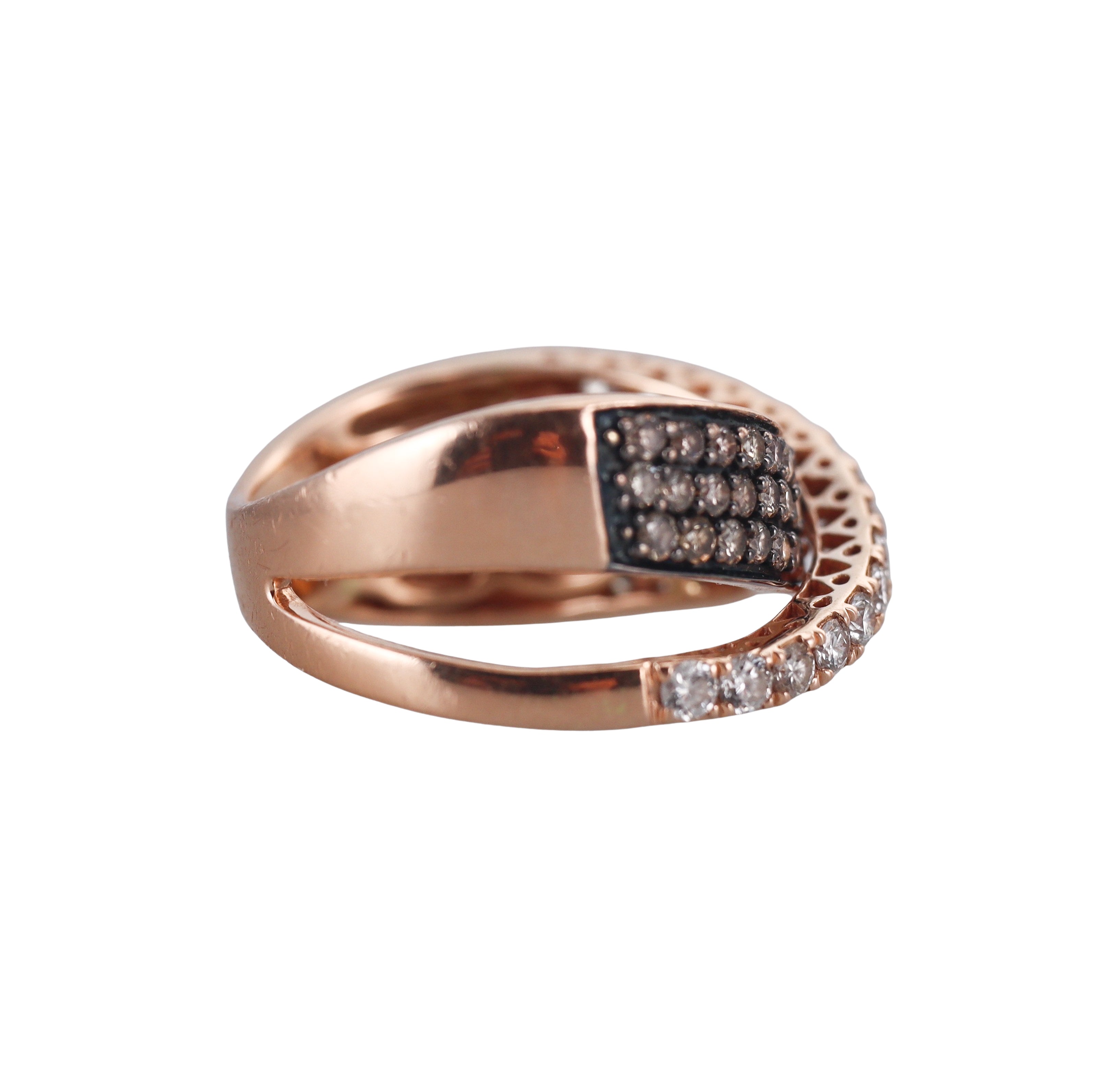 LeVian Le Vian Rose Gold White Fancy Diamond Crossover Band Ring