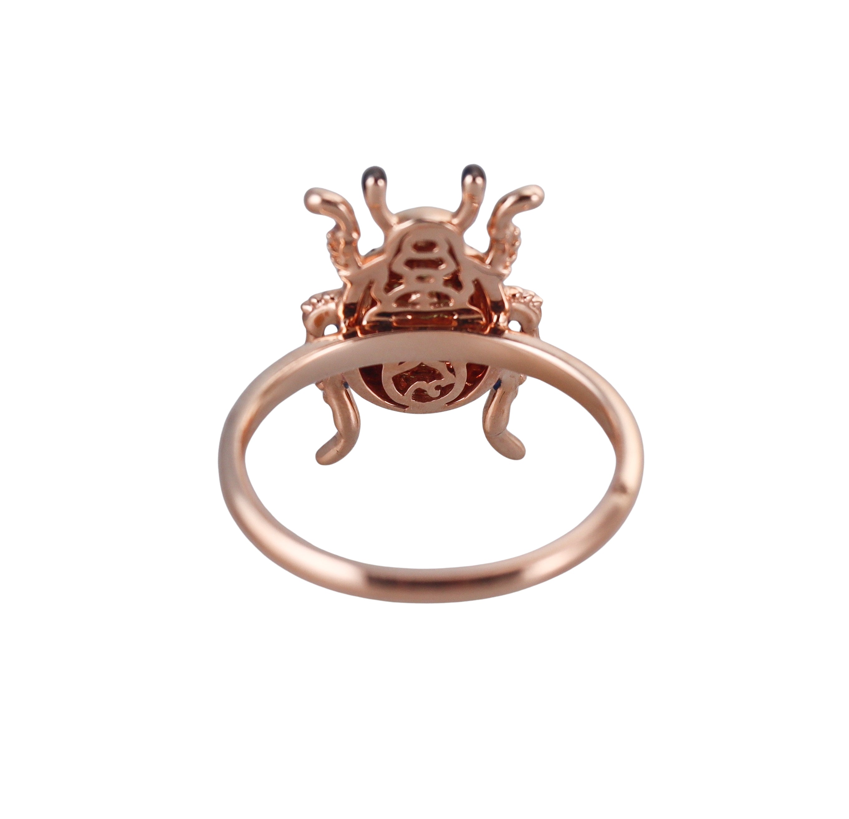 Effy Rose Gold Black Diamond Tsavorite Enamel Beetle Ring