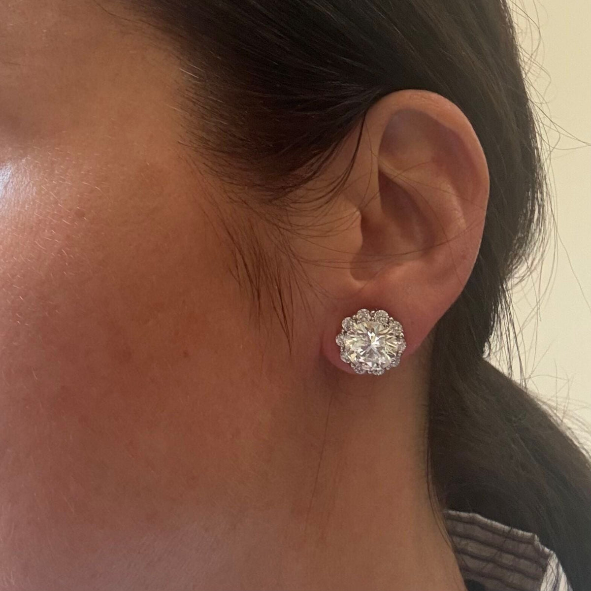 14k Solid Gold Lab Grown 12.46ctw Diamond Stud Earrings and Jackets