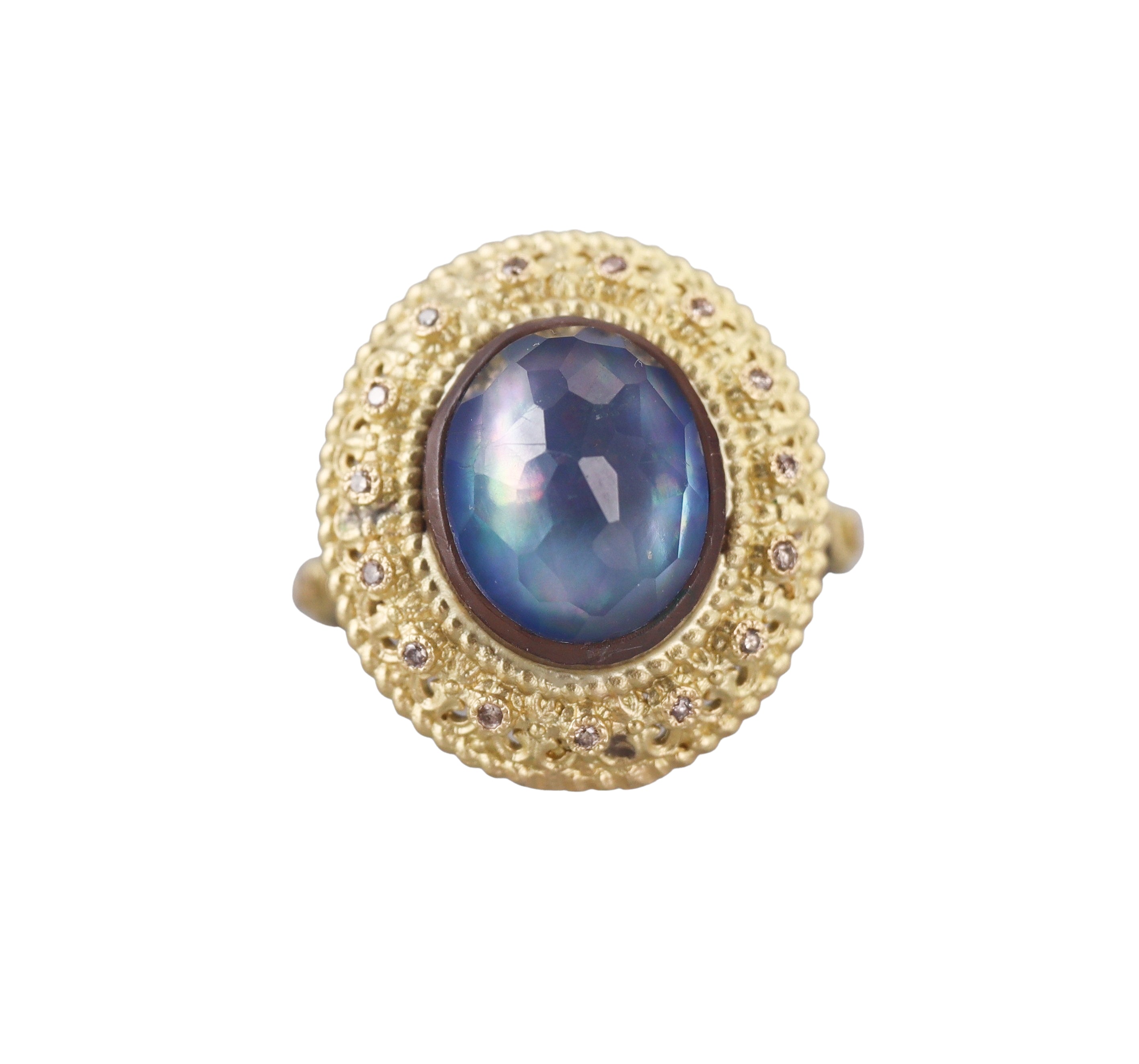 Armenta Gold Silver Mother Of Pearl Fancy Diamond Ring