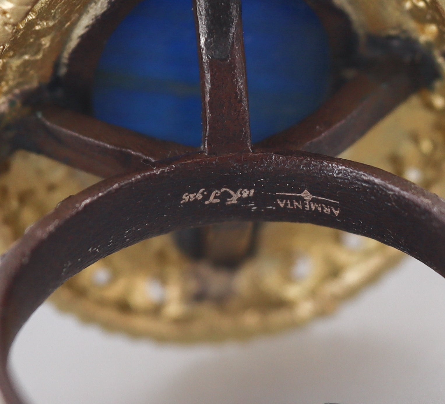 Armenta Gold Silver Mother Of Pearl Fancy Diamond Ring