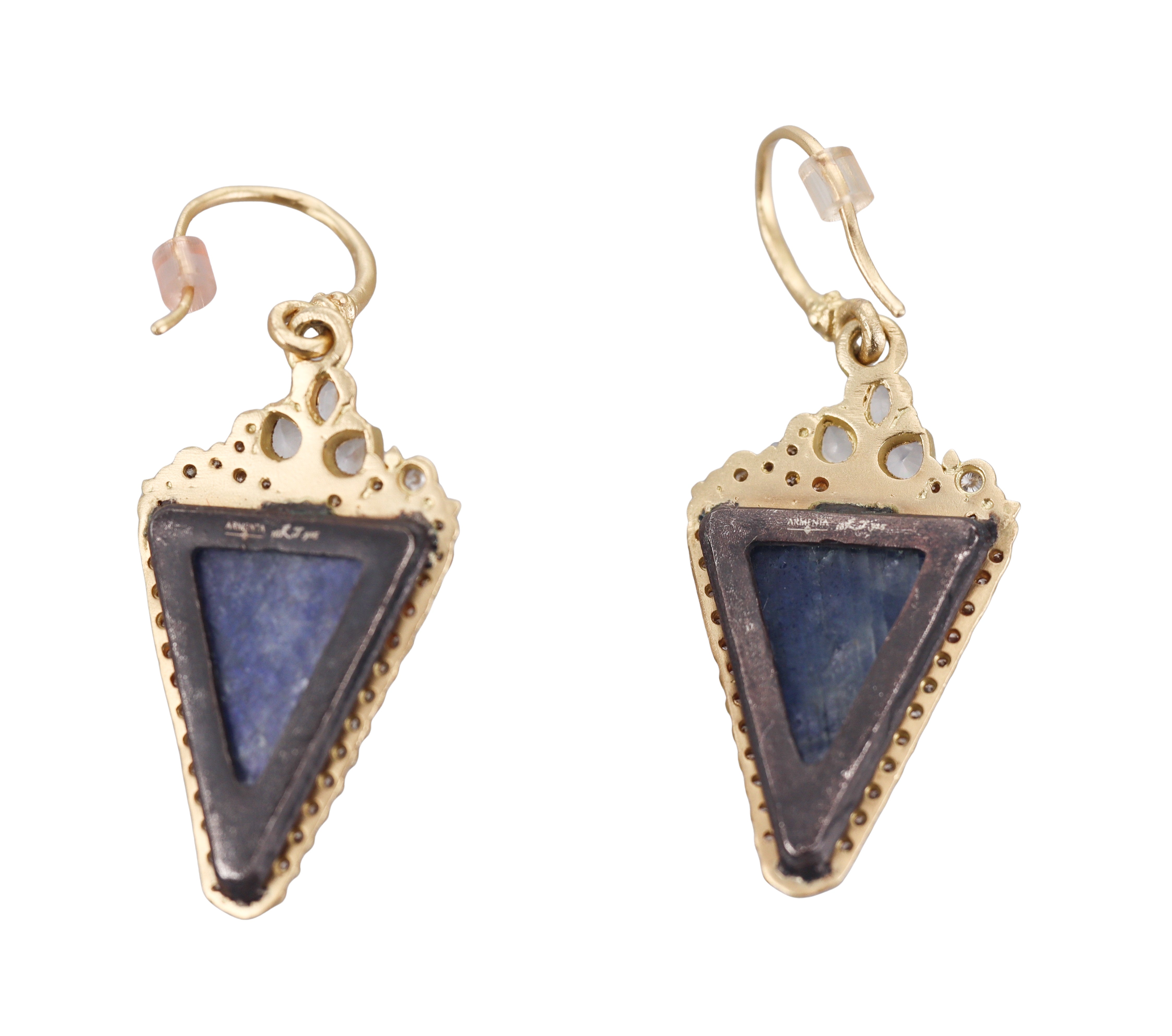 Armenta Gold Sterling Silver Mother Of Pearl Diamond Drop Earrings