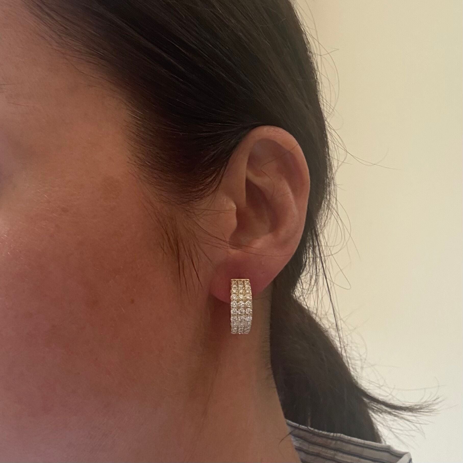 14k Solid Gold Lab Grown 2.35ctw Diamond Hoop Earrings