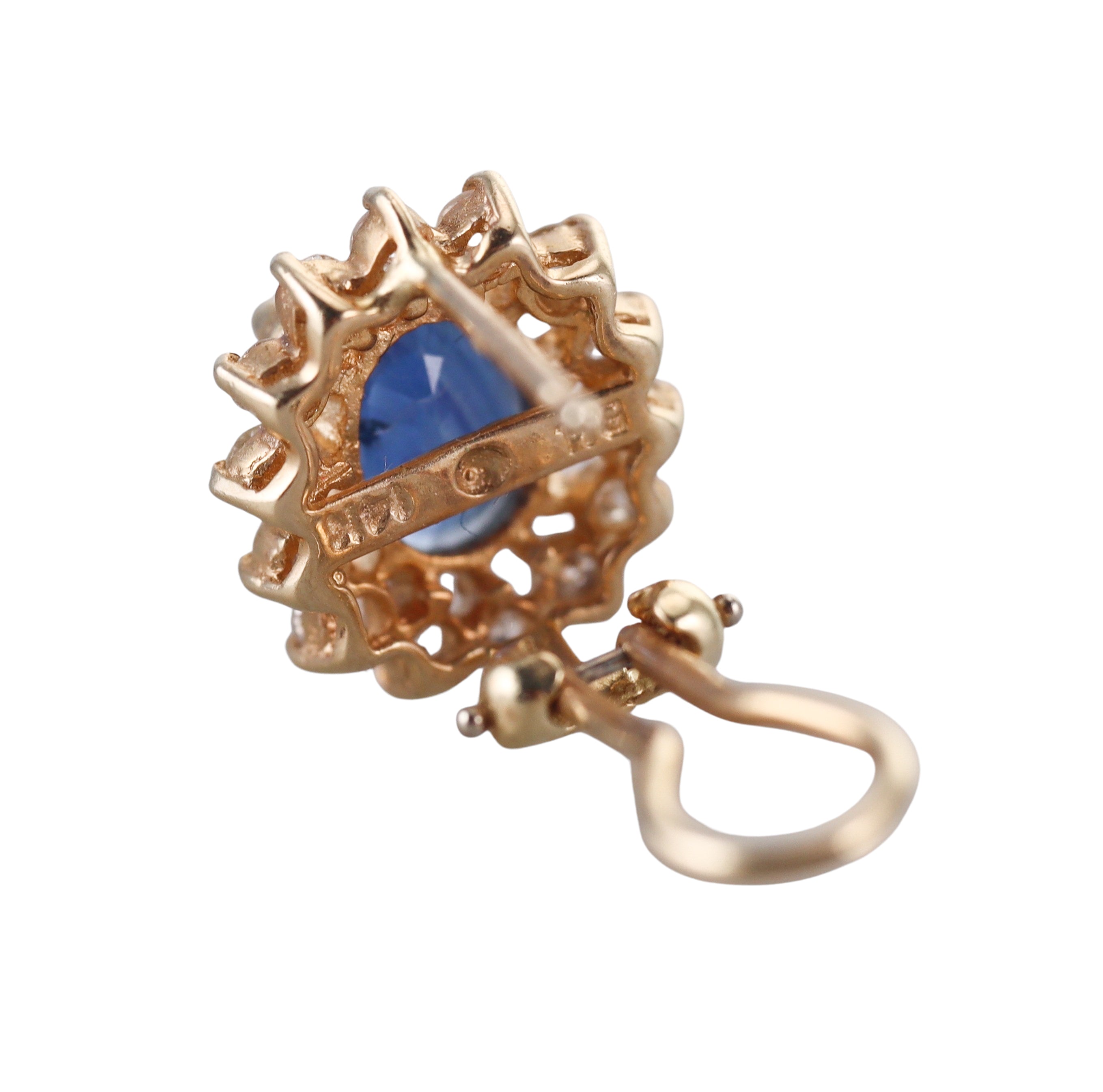 14k Gold Diamond Sapphire Cluster Earrings