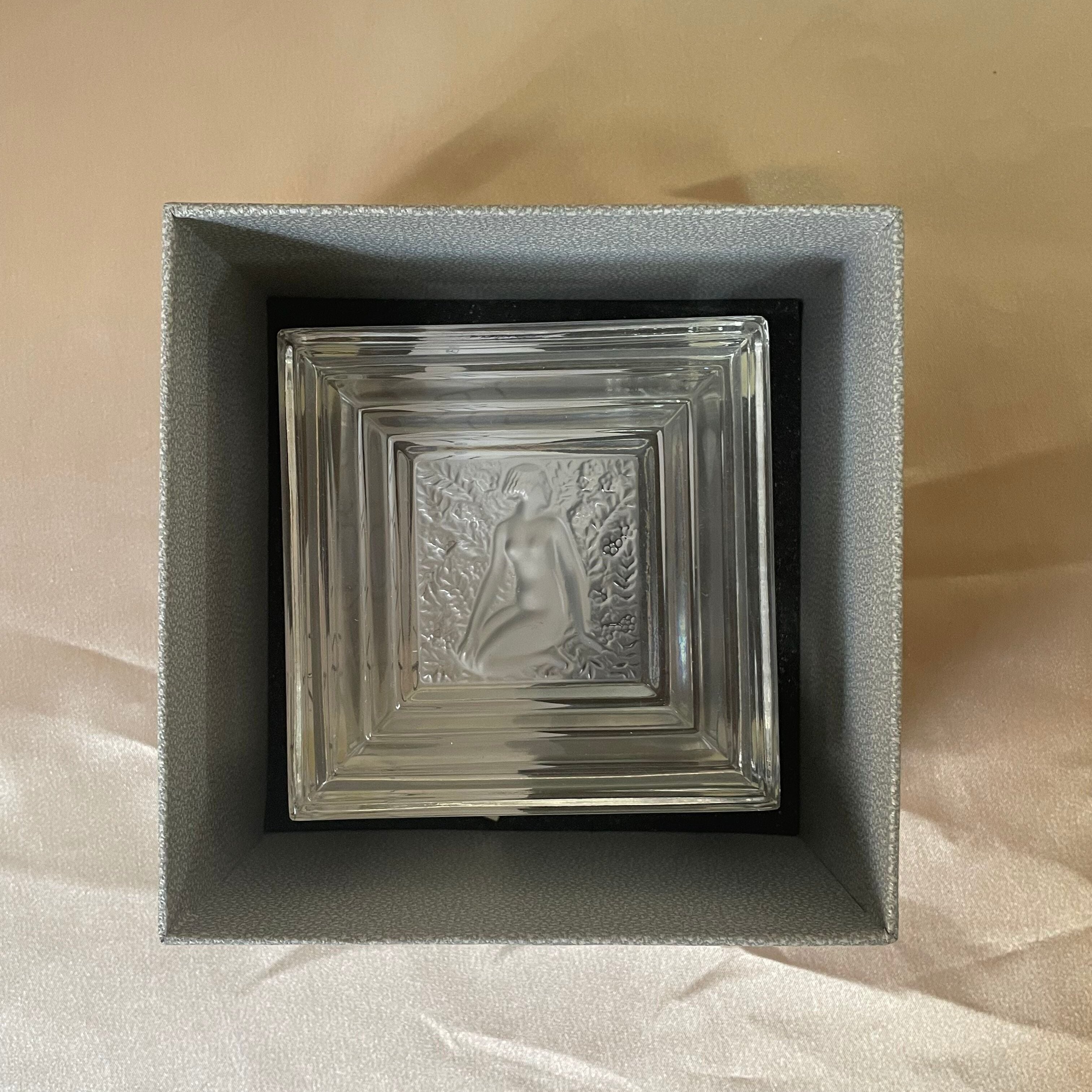 New Old Stock Lalique Crystal Duncan Clear Square Box #1088