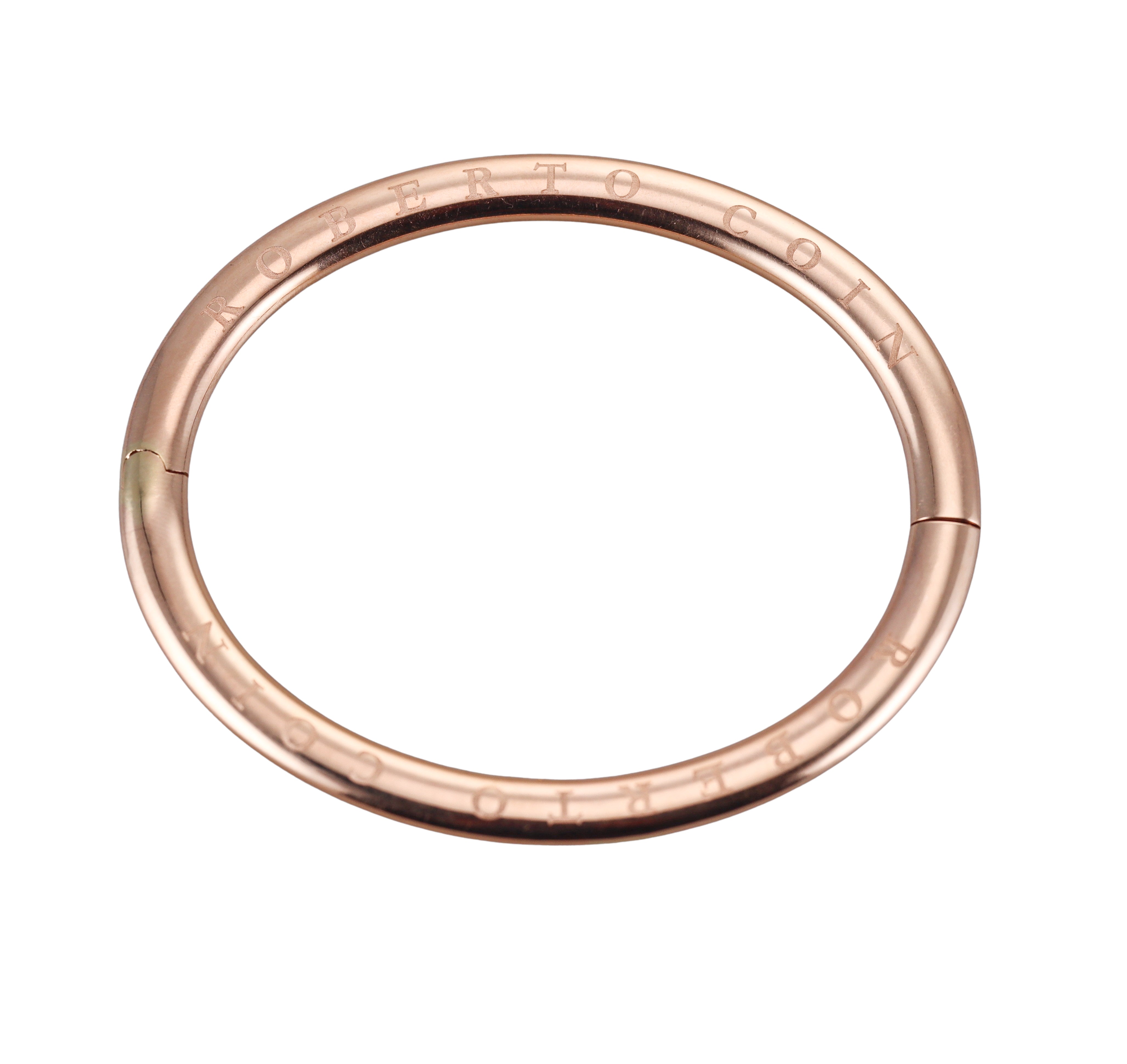 Roberto Coin Vintage Rose Gold Oval Engraved Hinged Bangle Bracelet
