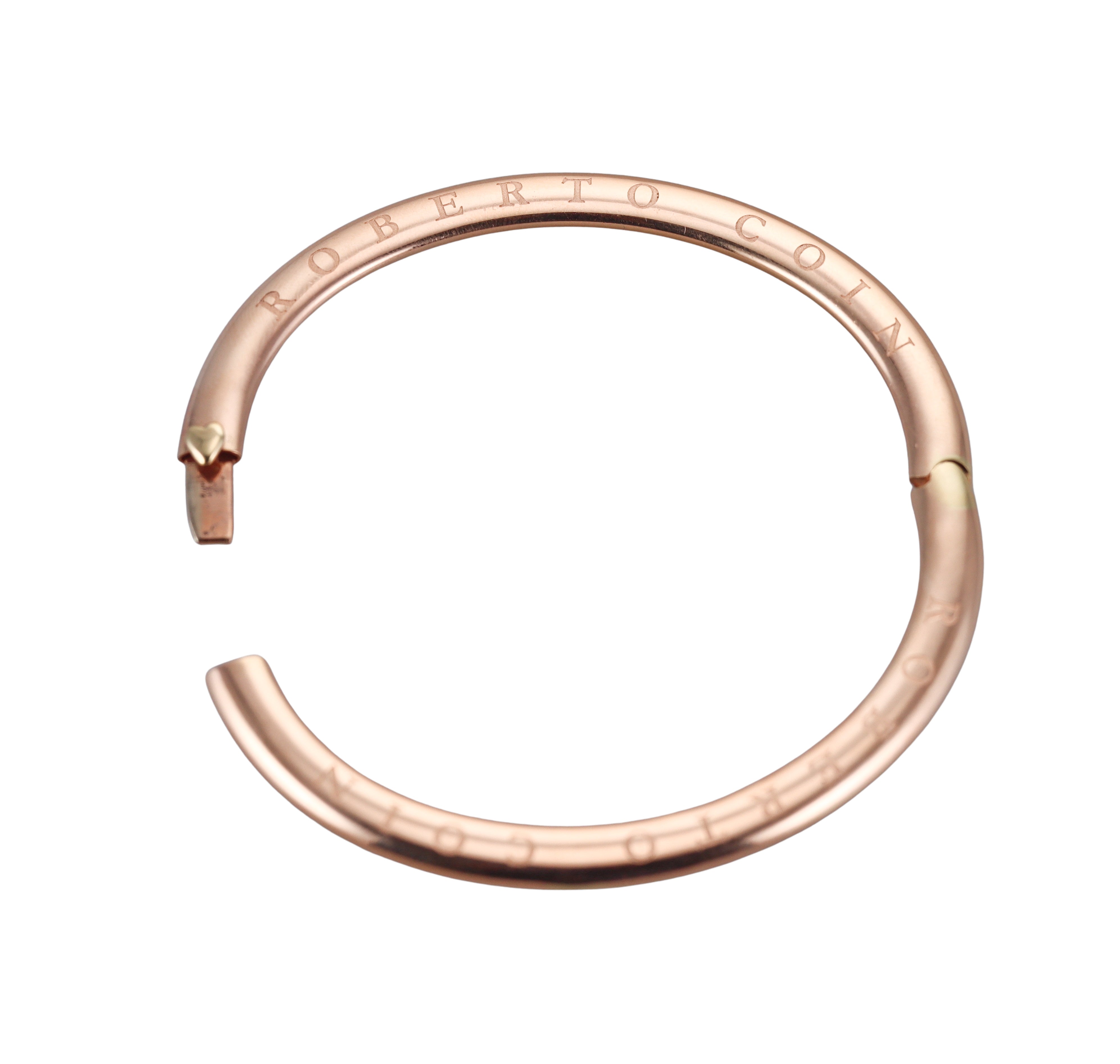 Roberto Coin Vintage Rose Gold Oval Engraved Hinged Bangle Bracelet