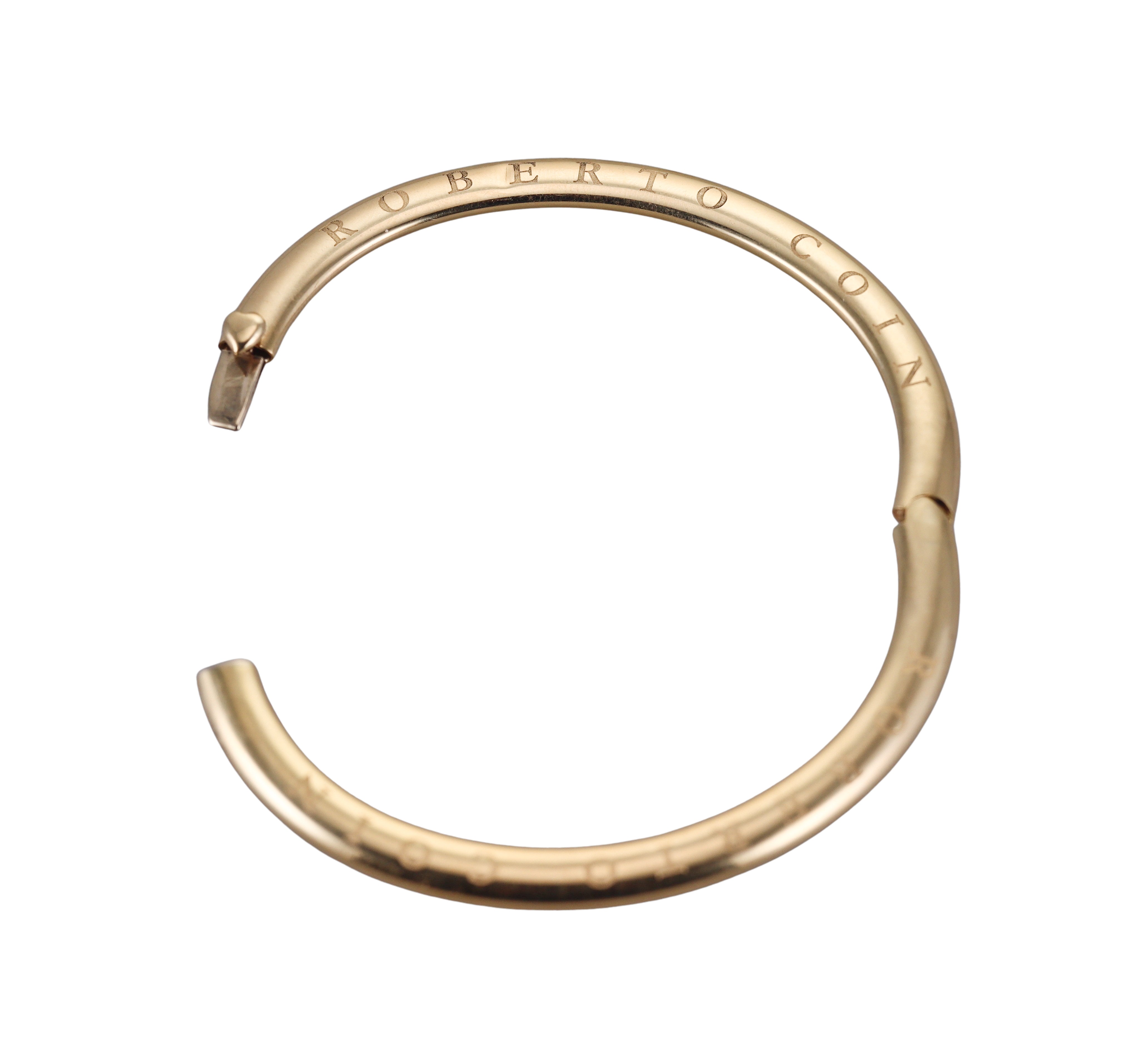 Roberto Coin Vintage Yellow Gold Oval Engraved Hinged Bangle Bracelet