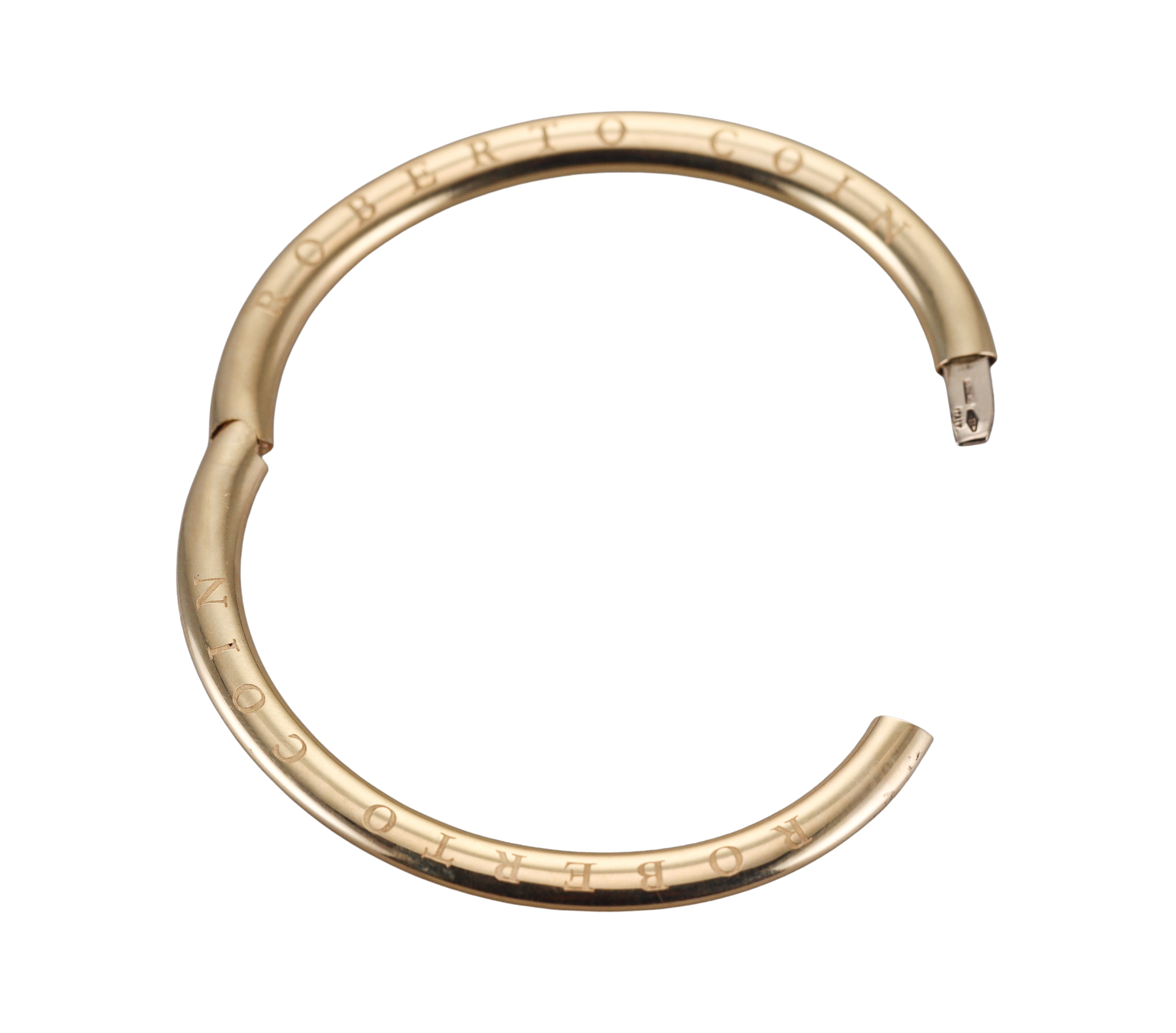 Roberto Coin Vintage Yellow Gold Oval Engraved Hinged Bangle Bracelet