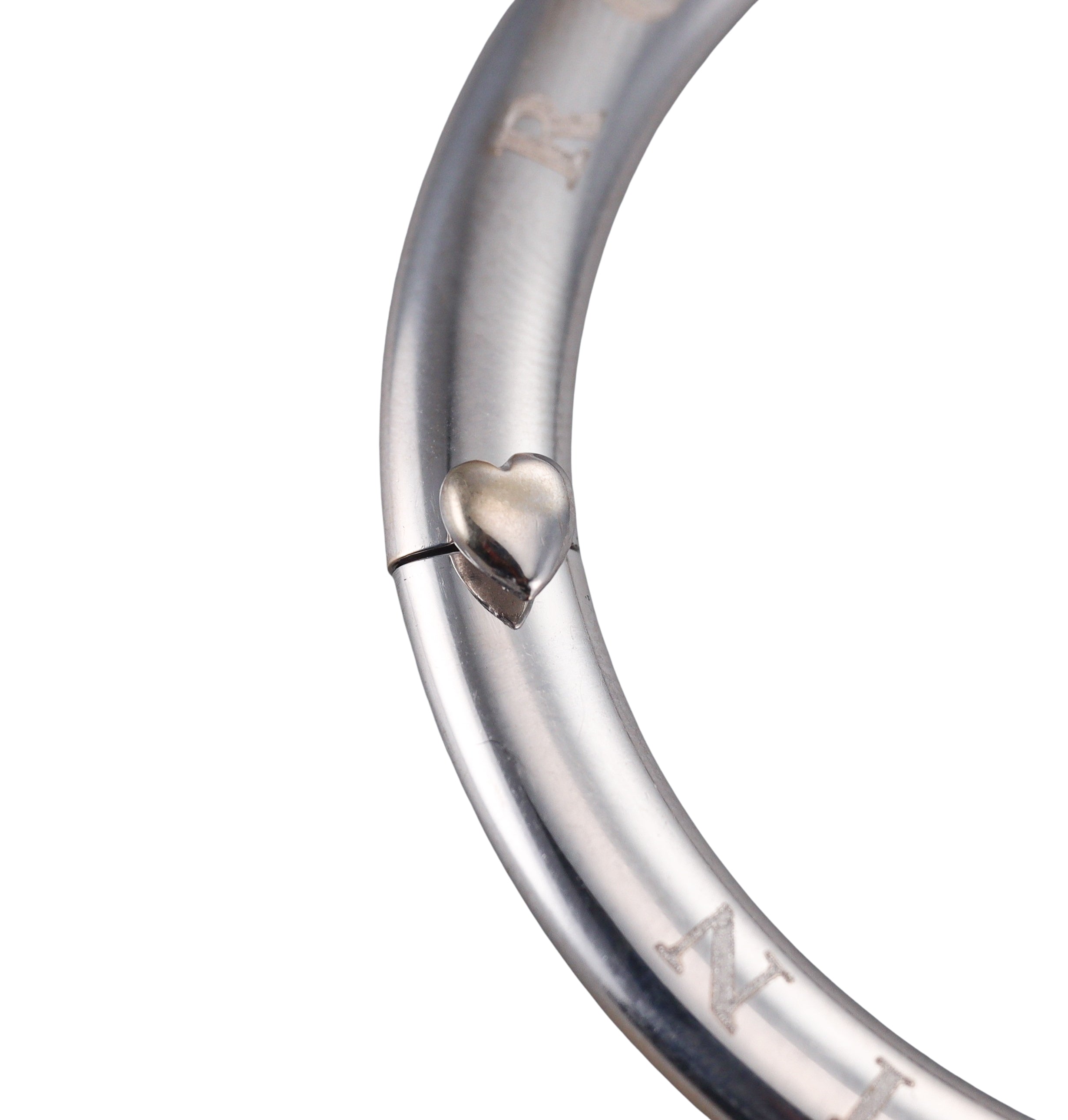 Roberto Coin Vintage White Gold Oval Engraved Hinged Bangle Bracelet