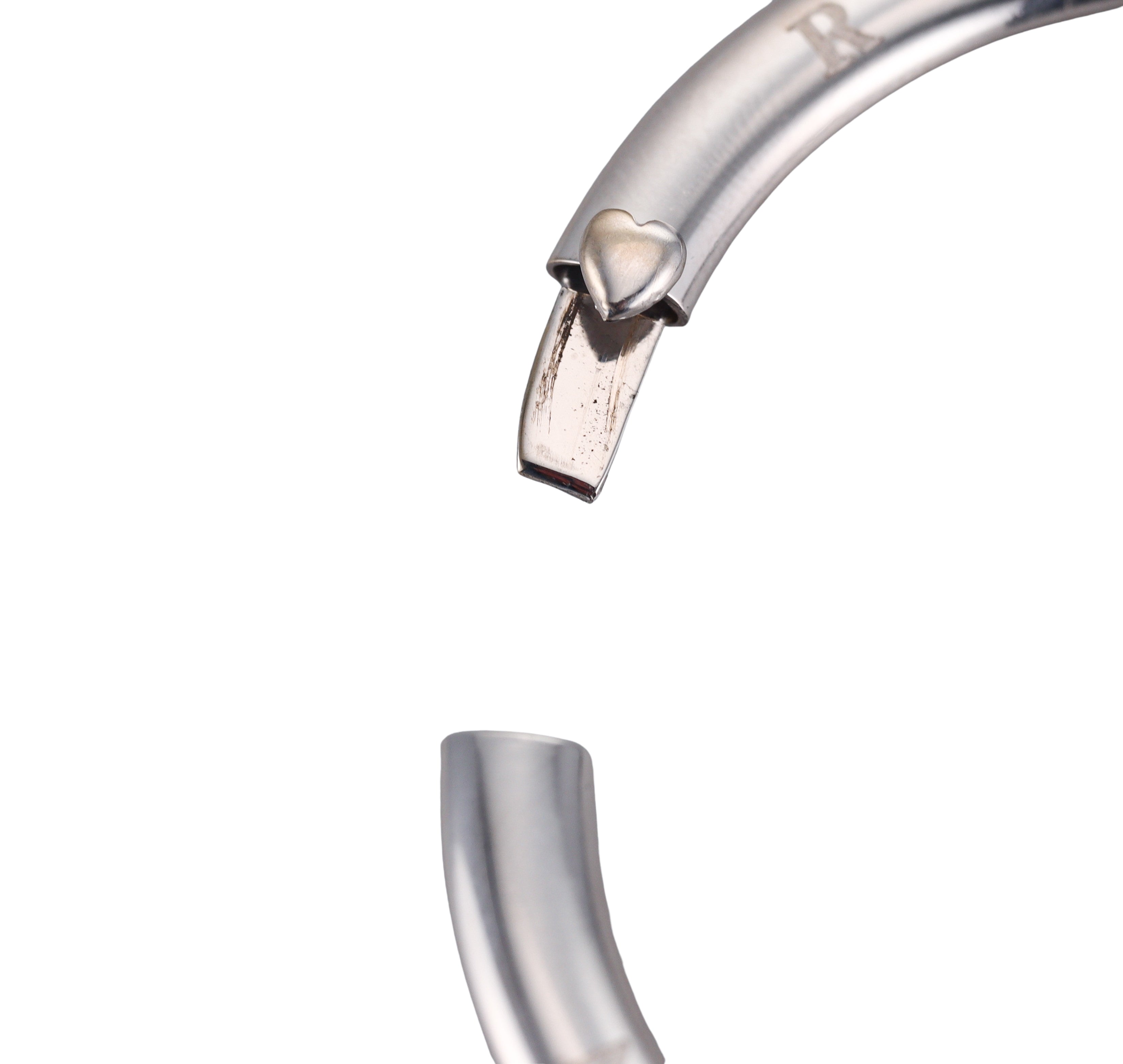 Roberto Coin Vintage White Gold Oval Engraved Hinged Bangle Bracelet