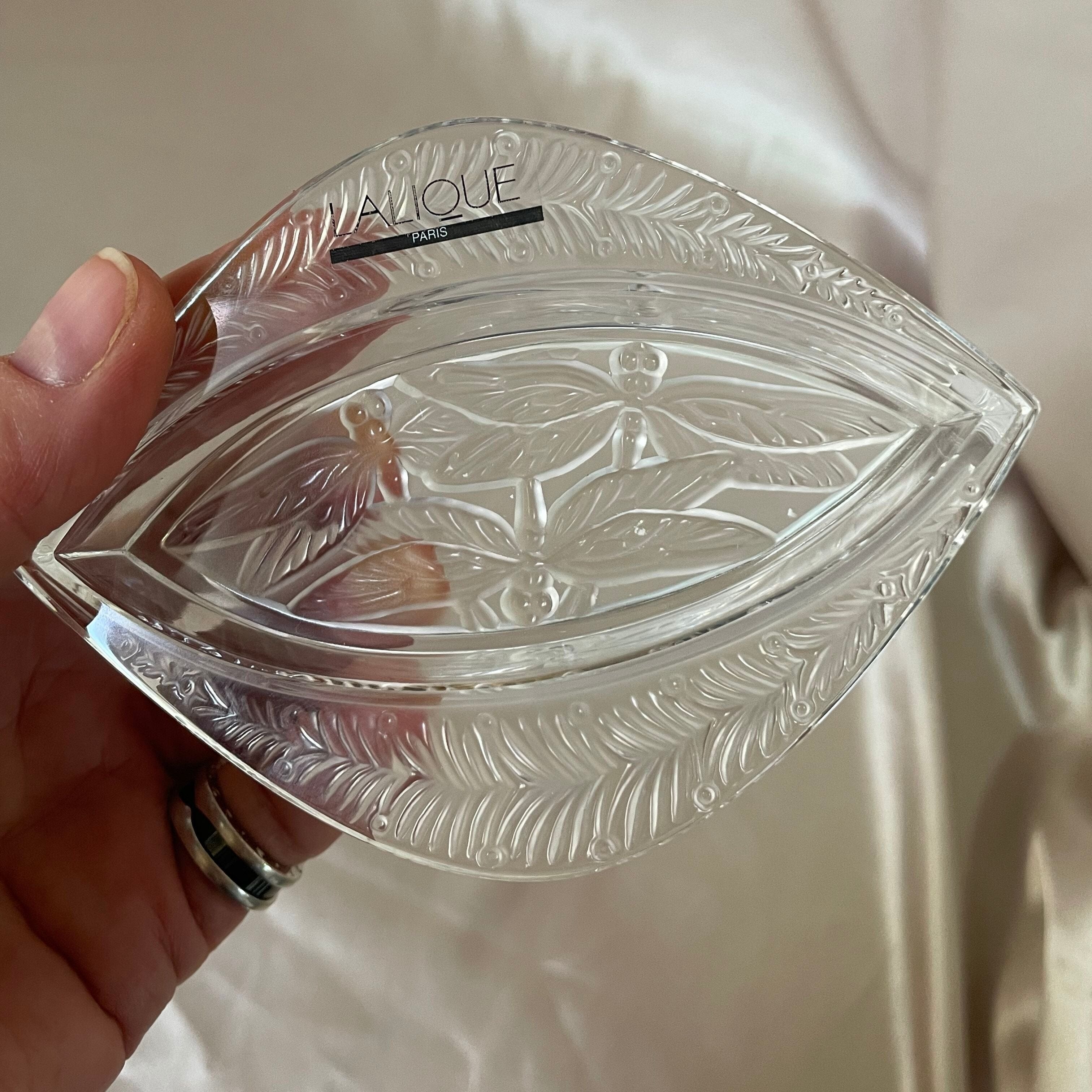 Lalique Crystal Dragonfly Eye Jewelry Tray 1076700