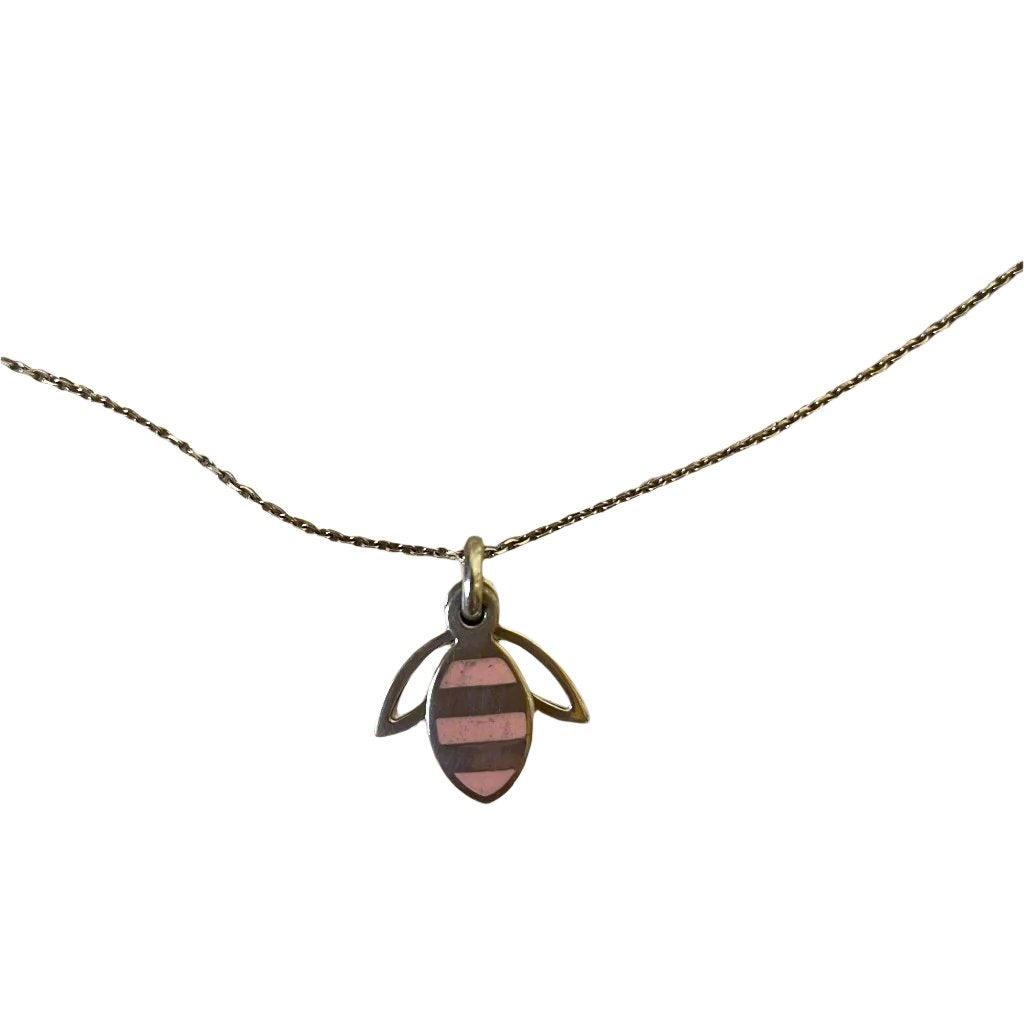 Christofle Sterling Silver BeeBee Collection Pink Enamel Pendant Necklace