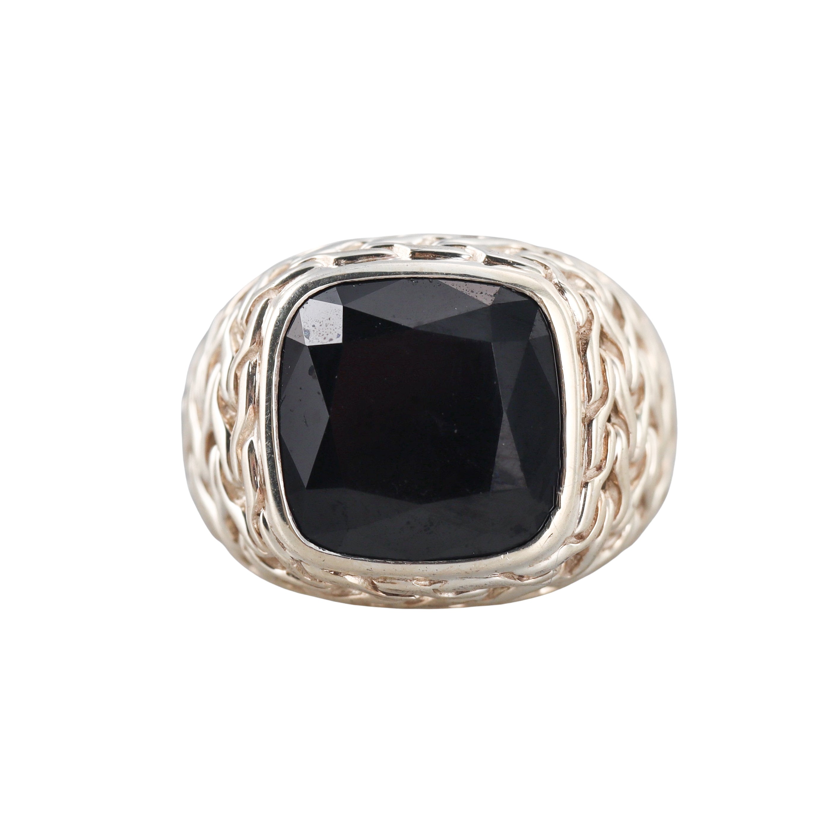 John Hardy Classic Chain Magic Cut Onyx Sterling Silver Ring
