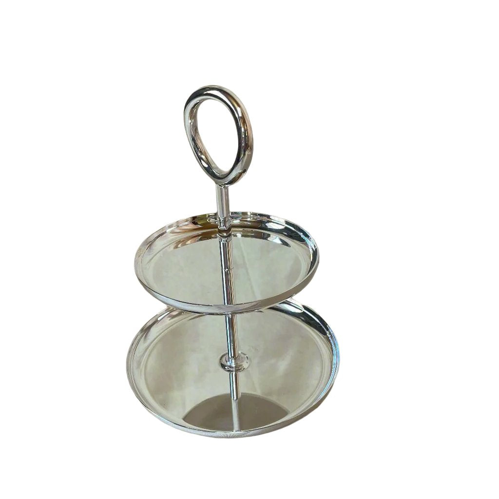 Christofle Vertigo Silver Plated Pastry Stand 2 Tiers B04248400