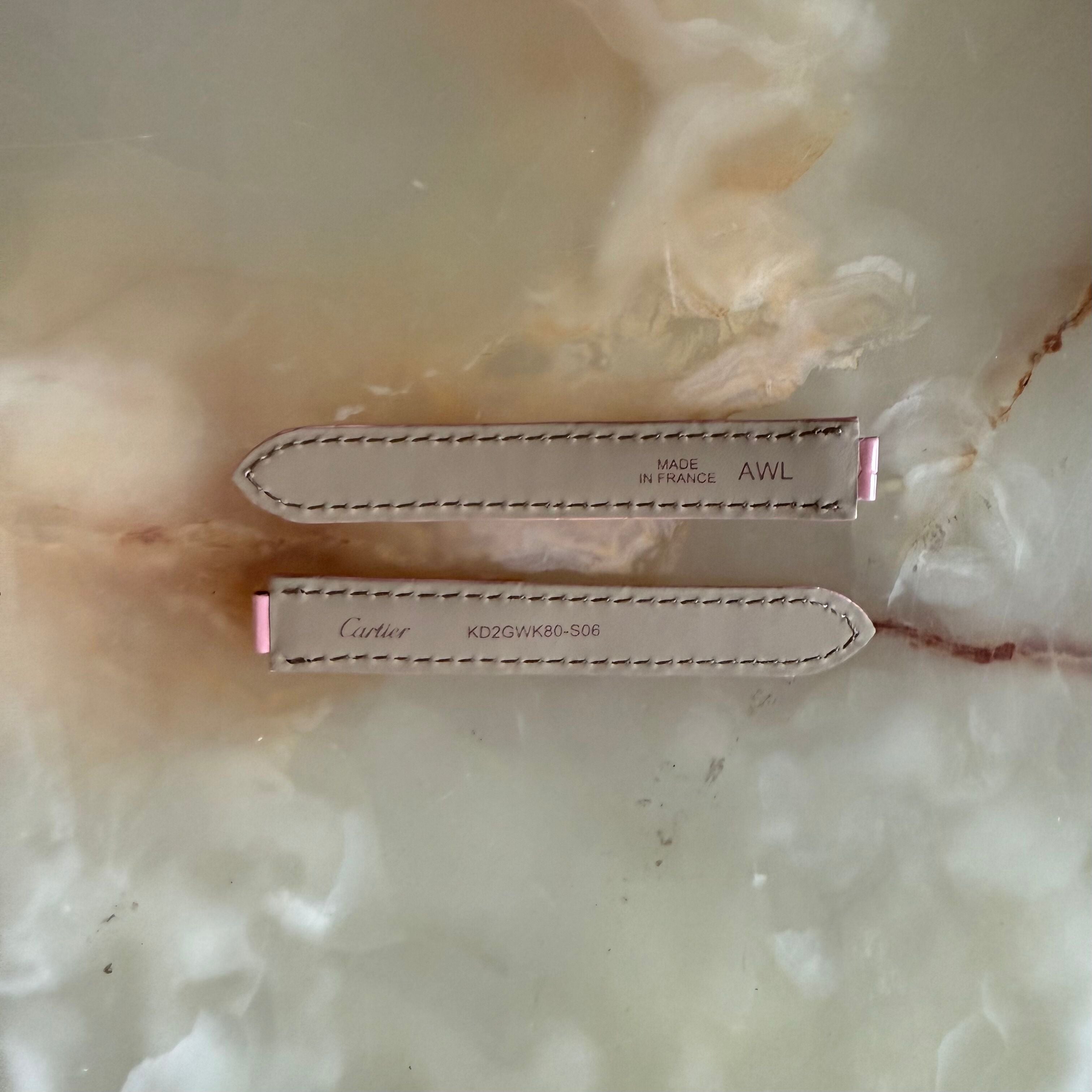 Authentic Cartier Ballon Bleu Pink Alligator Watch Strap Band 15mm KD2GWK80-S06