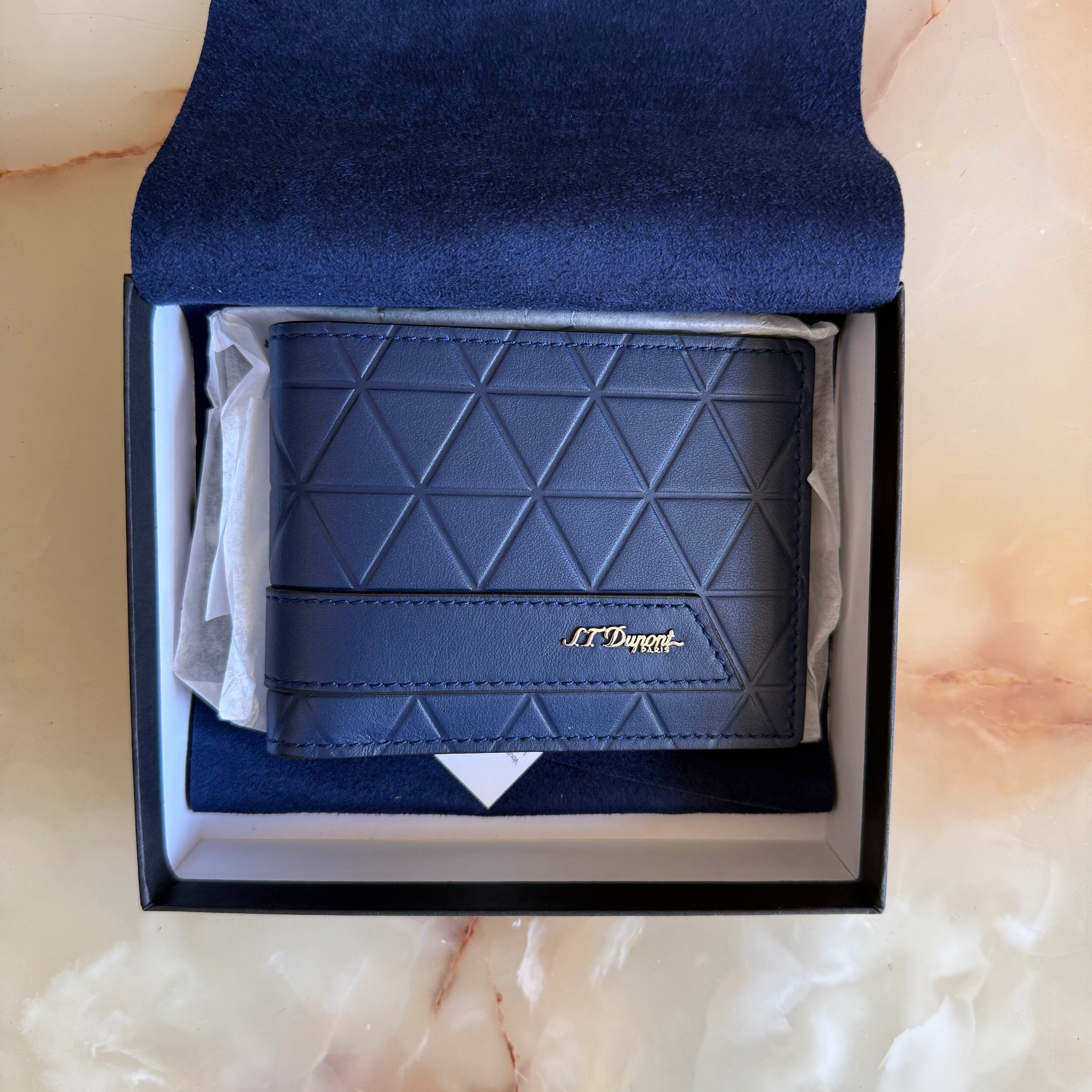 S.T. Dupont Firehead Blue Leather Wallet 161608