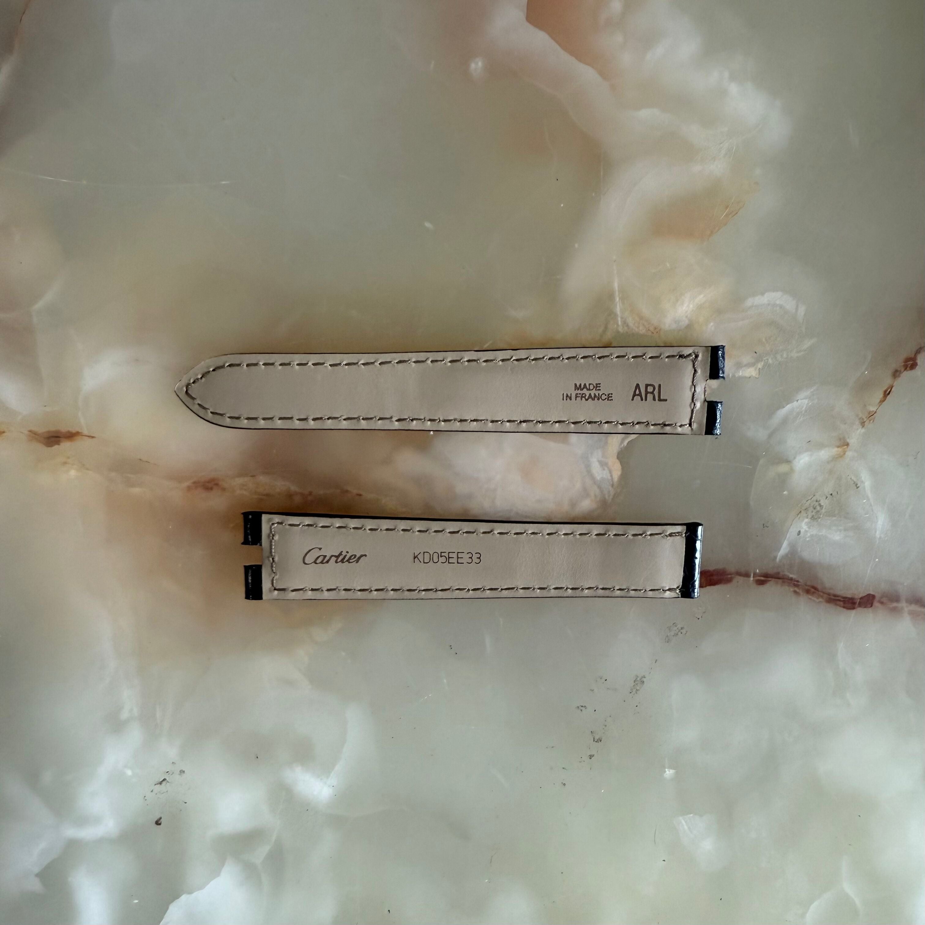 Authentic Cartier Baignoire Black Alligator Watch Strap Band 16mm KD05EE33