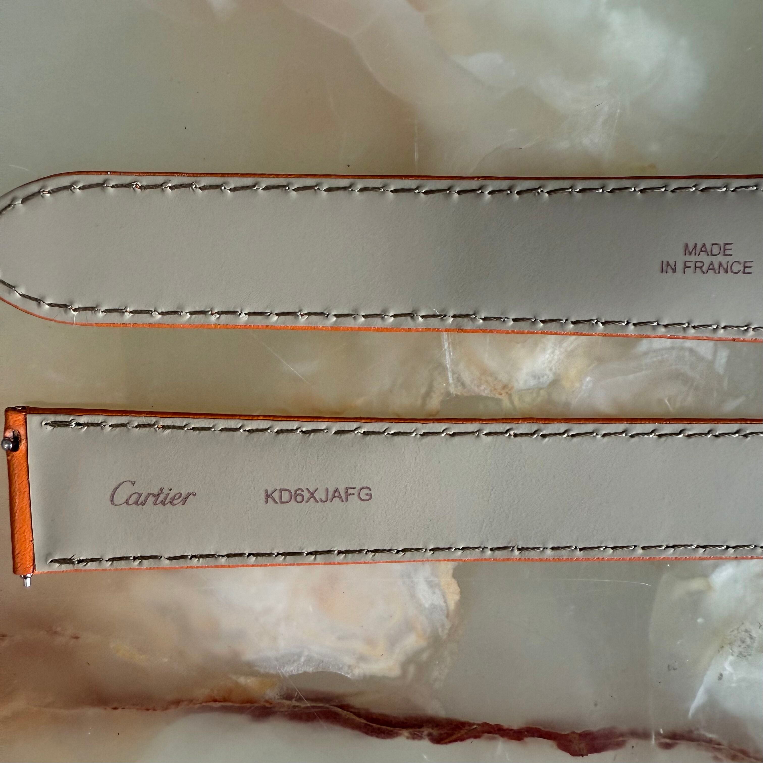 Authentic Cartier Ronde Orange Calfskin Watch Strap Band 20mm KD6XJAFG