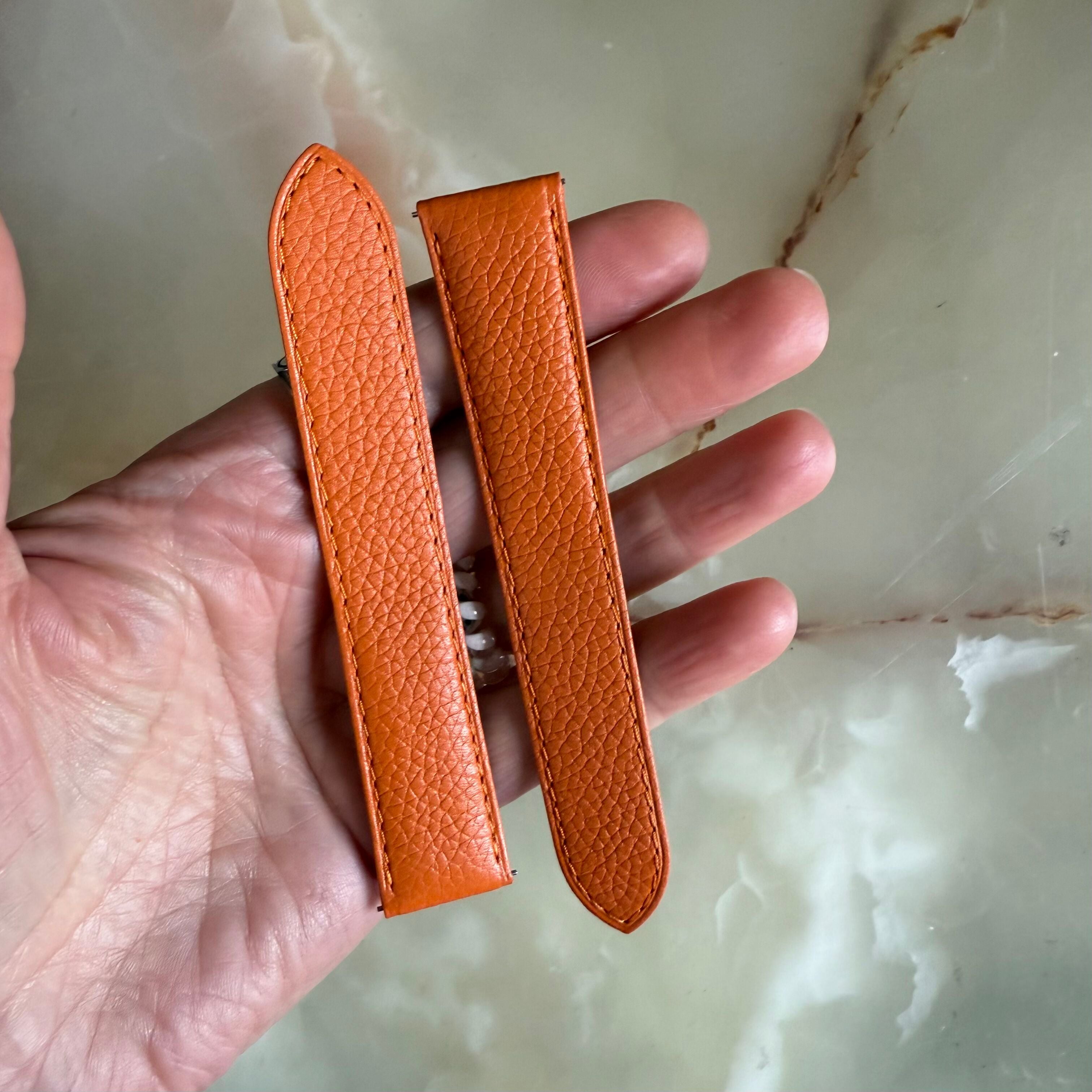Authentic Cartier Ronde Orange Calfskin Watch Strap Band 20mm KD6XJAFG