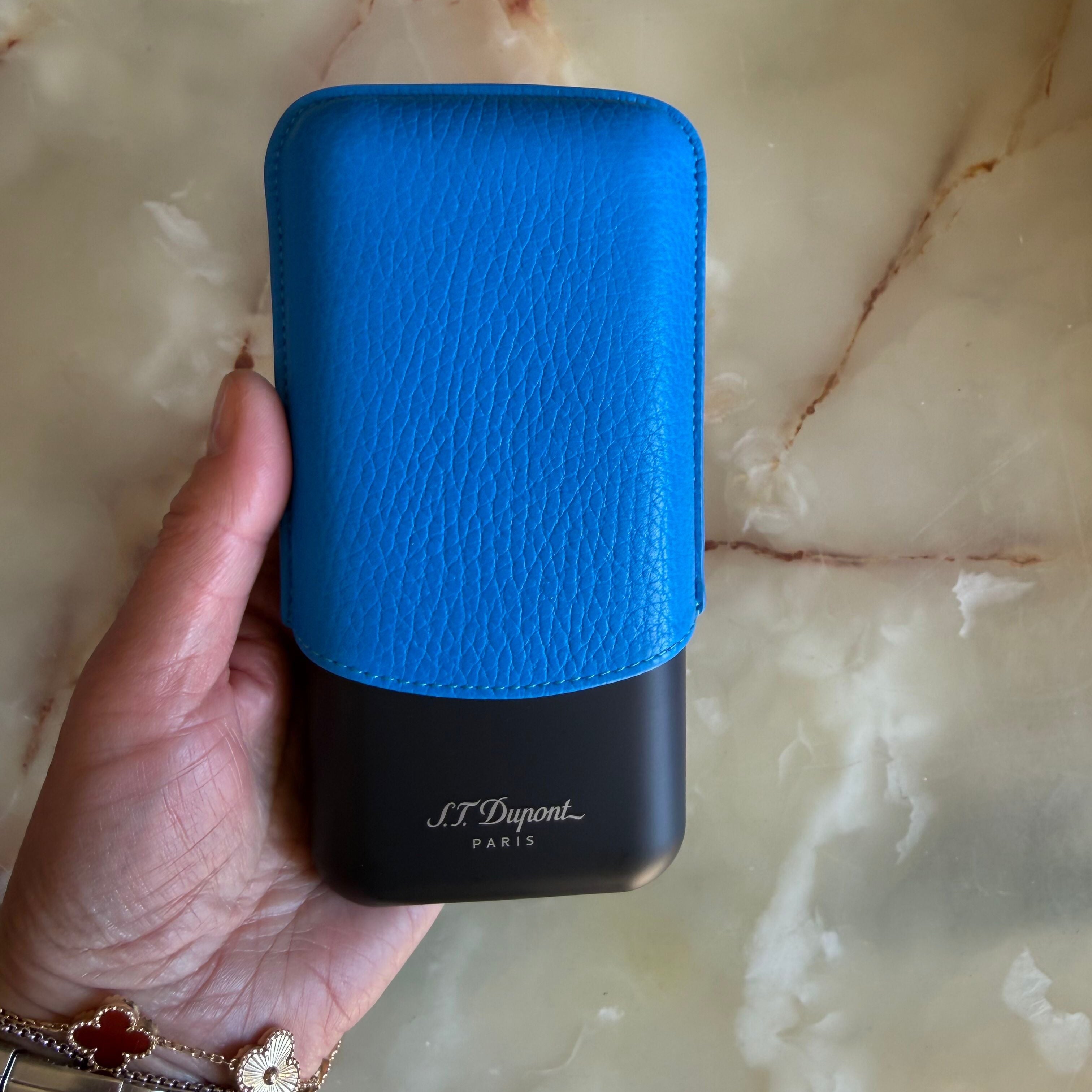 S.T. Dupont Fluo Neon Blue 3 Cigar Case 183416