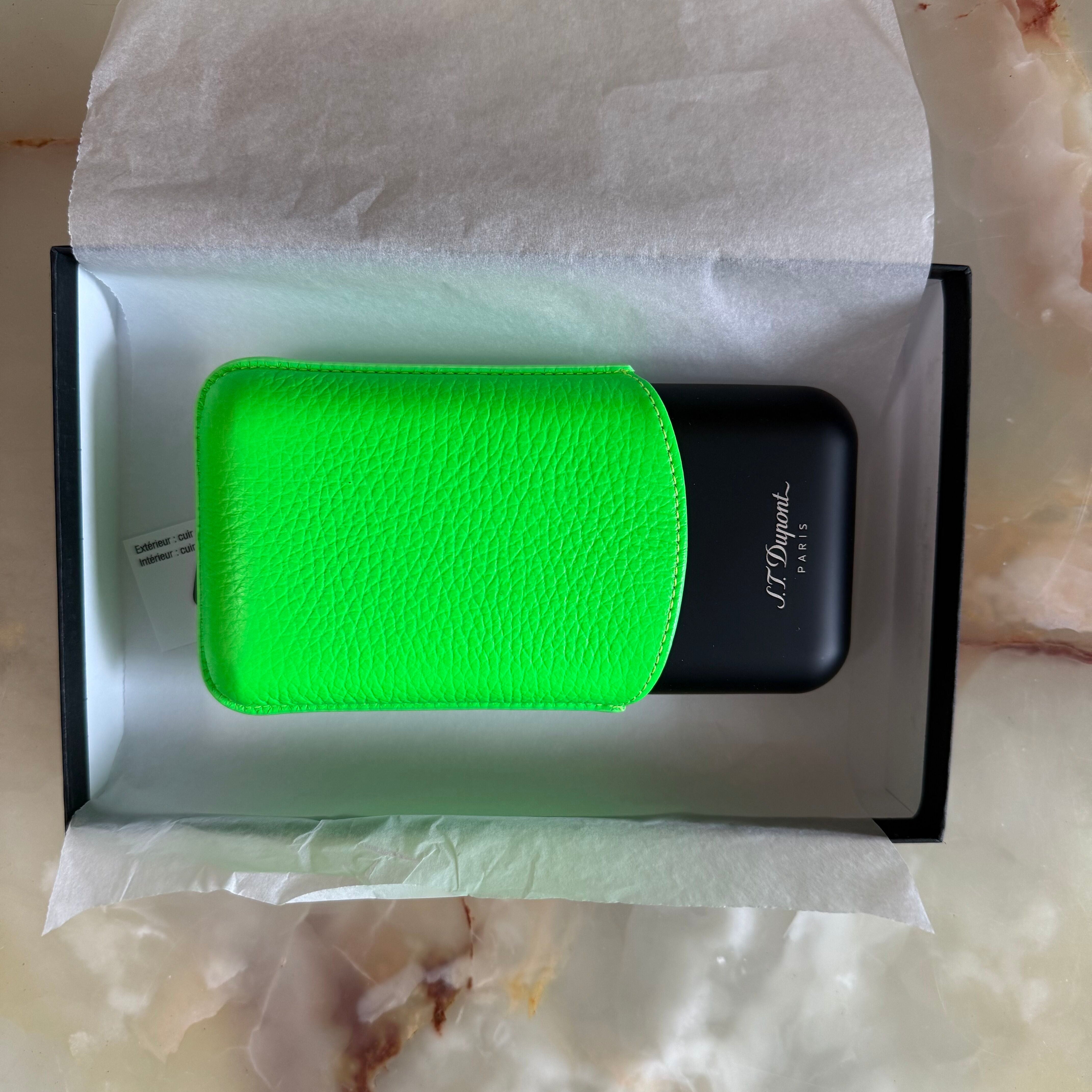 S.T. Dupont Fluo Neon Green 3 Cigar Case 183417