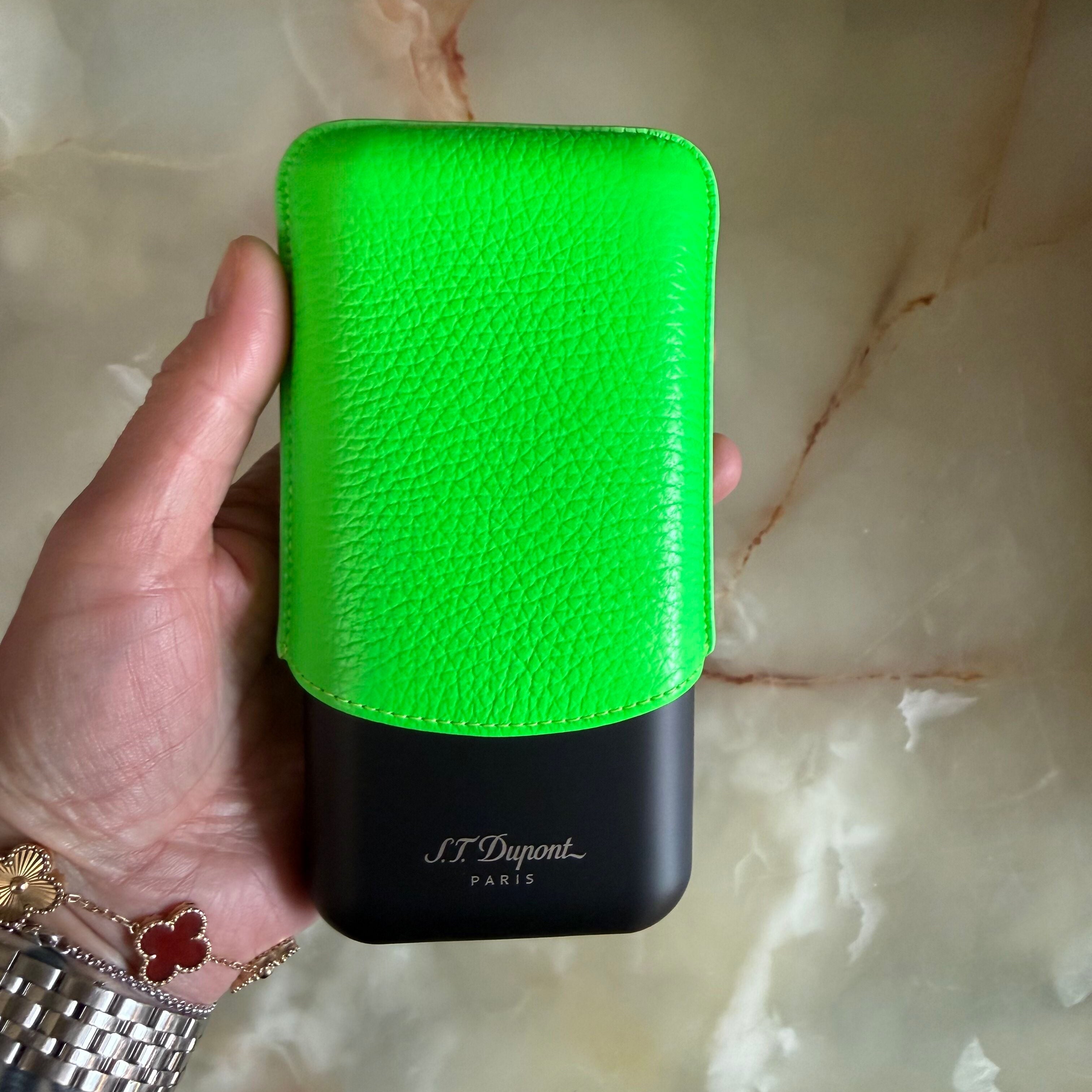 S.T. Dupont Fluo Neon Green 3 Cigar Case 183417