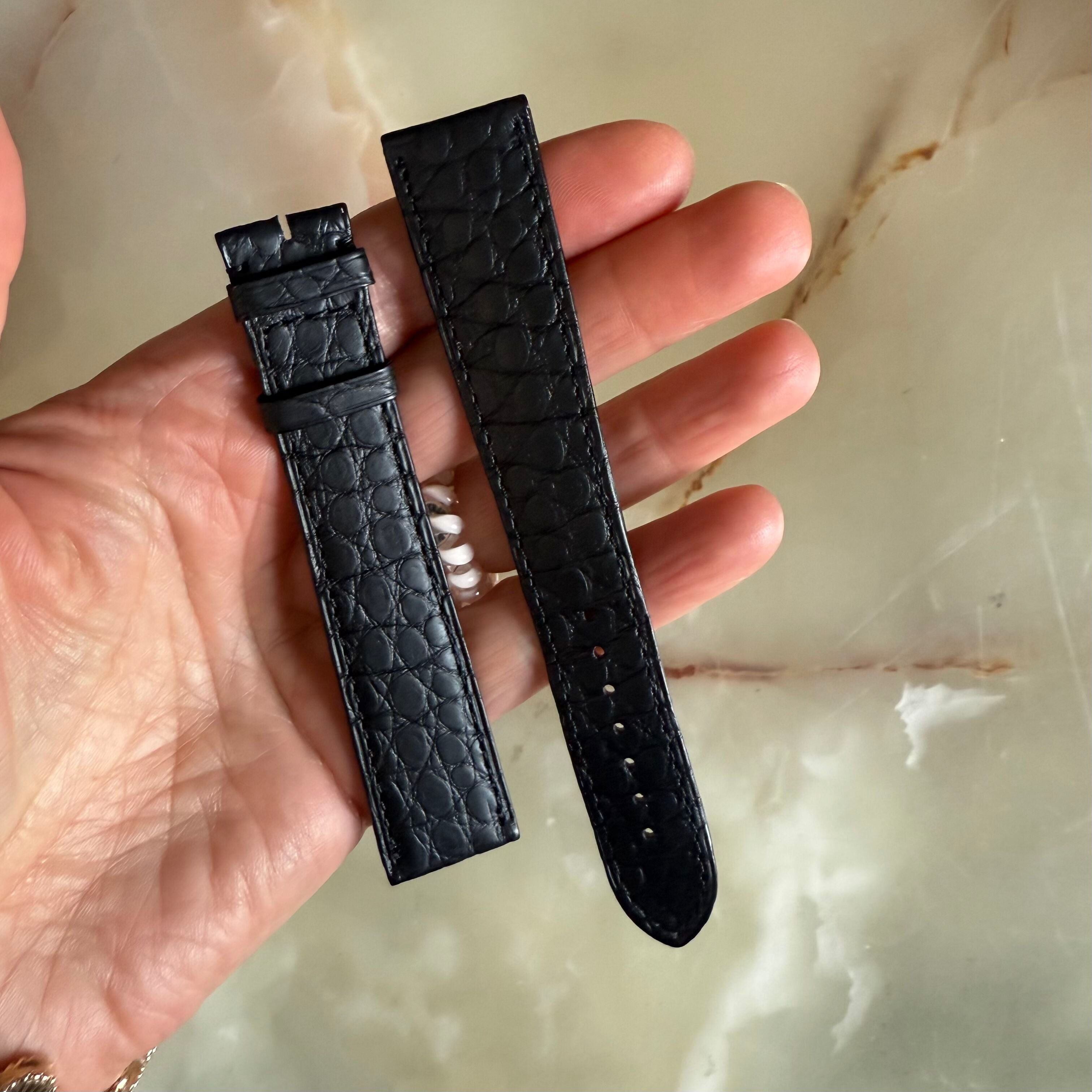Authentic Cartier Black Caiman Alligator Watch Strap Band 20mm KD98ZA80