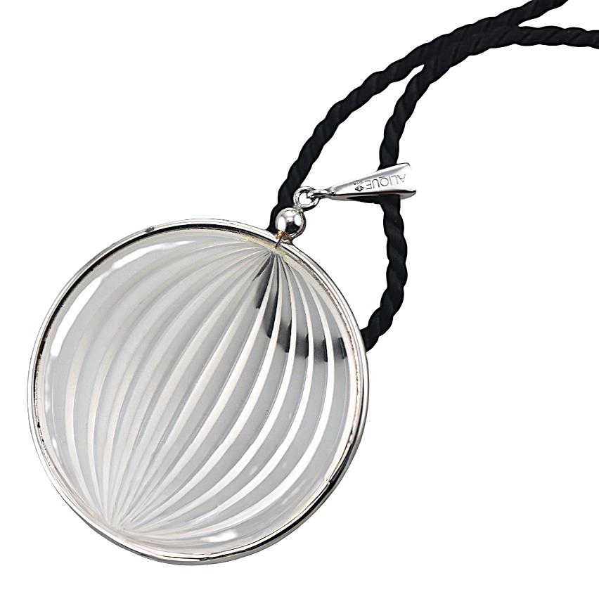 Lalique Vibrante Crystal Diamond Sterling Tassel Pendant Necklace 10163700