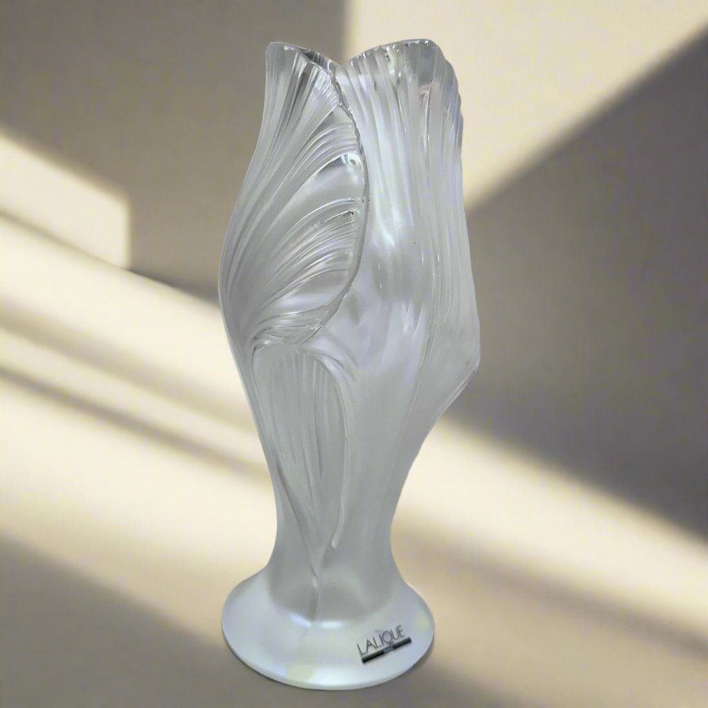 New old stock Lalique Iris Clear Vase 1260600