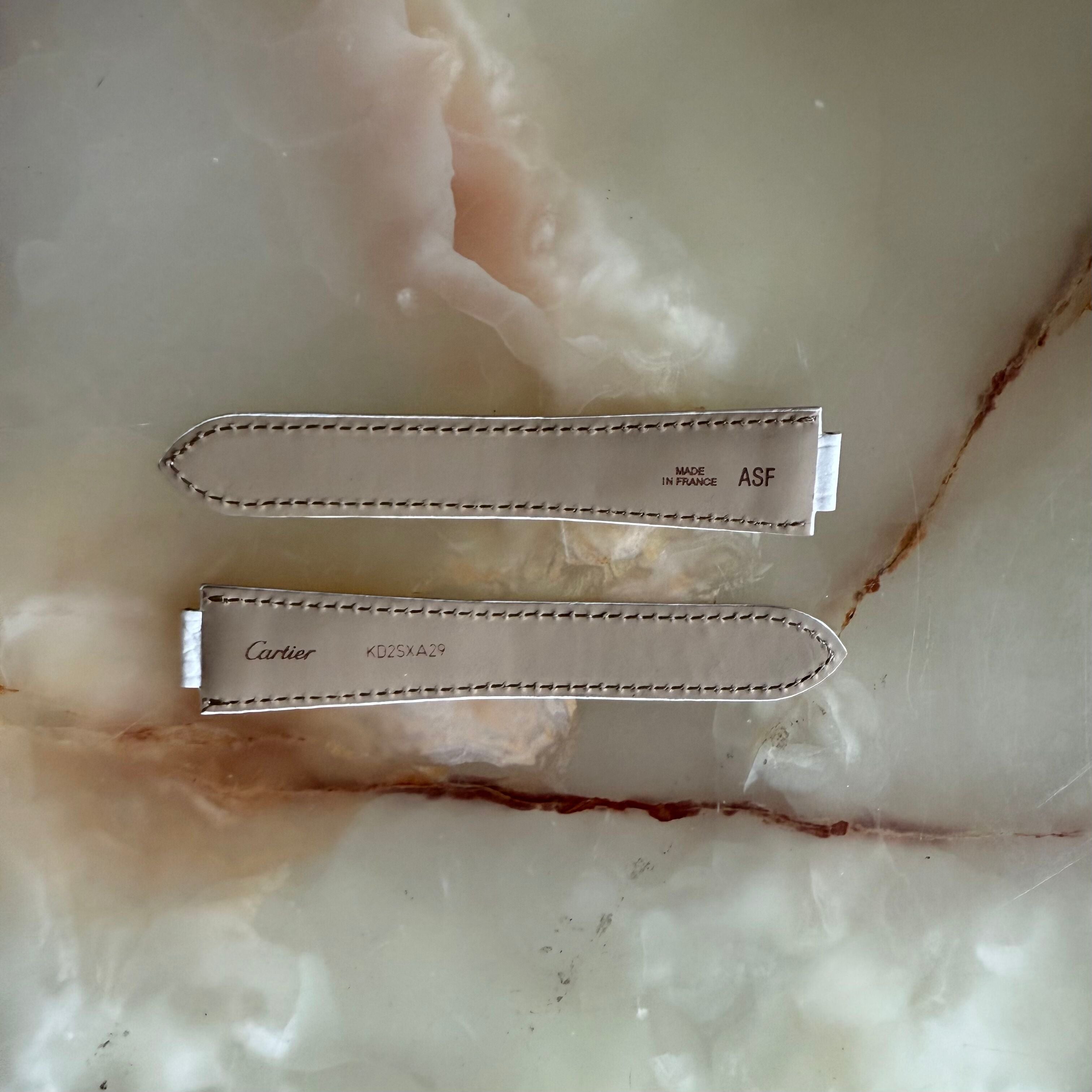 Authentic Cartier Ballon Bleu White Caiman Alligator Watch Strap Band 22mm KD2SXA29