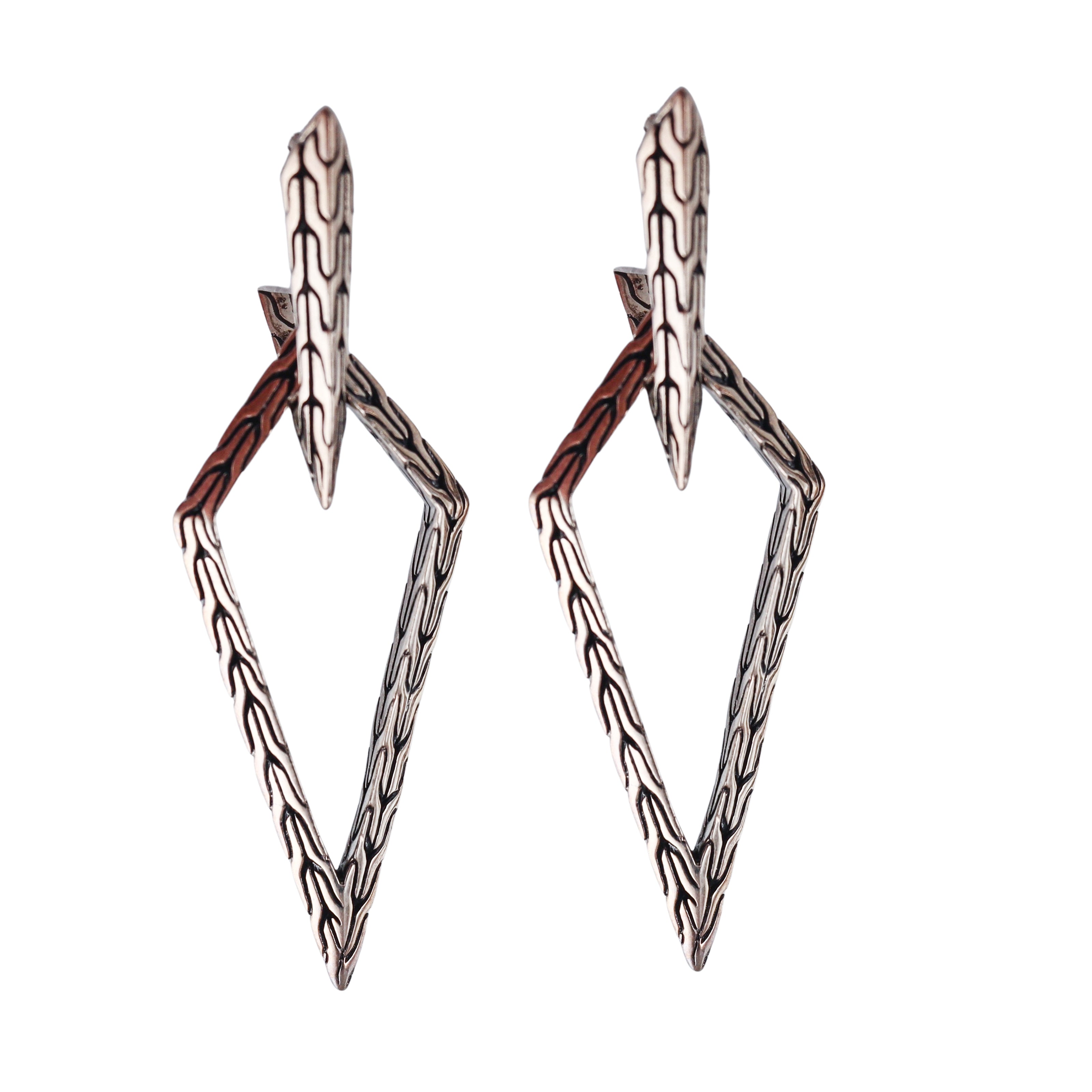 John Hardy Tiga Sterling Silver Earrings Retail $495