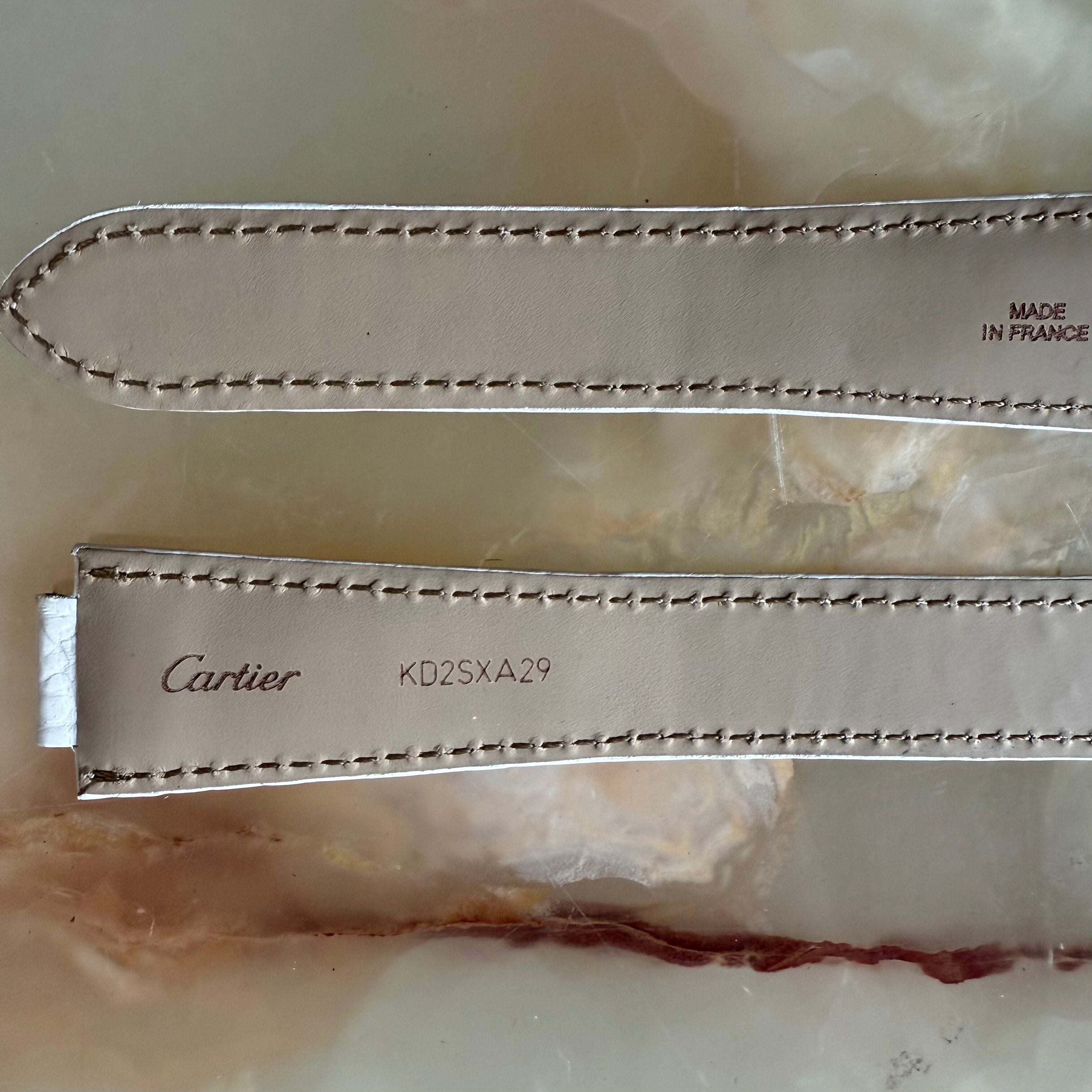 Authentic Cartier Ballon Bleu White Caiman Alligator Watch Strap Band 22mm KD2SXA29