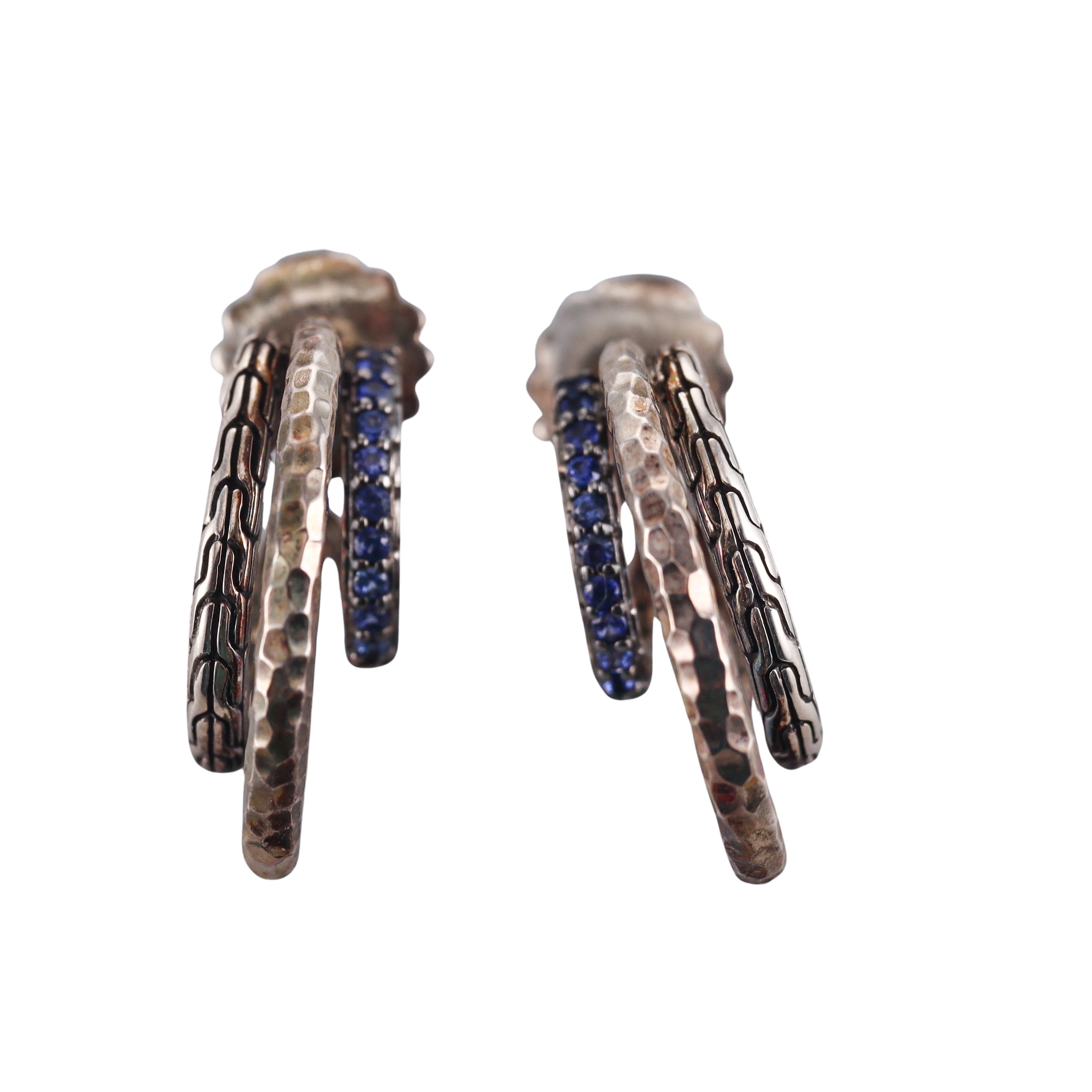 John Hardy Classic Chain Sapphire Sterling Silver Earrings Retail $595