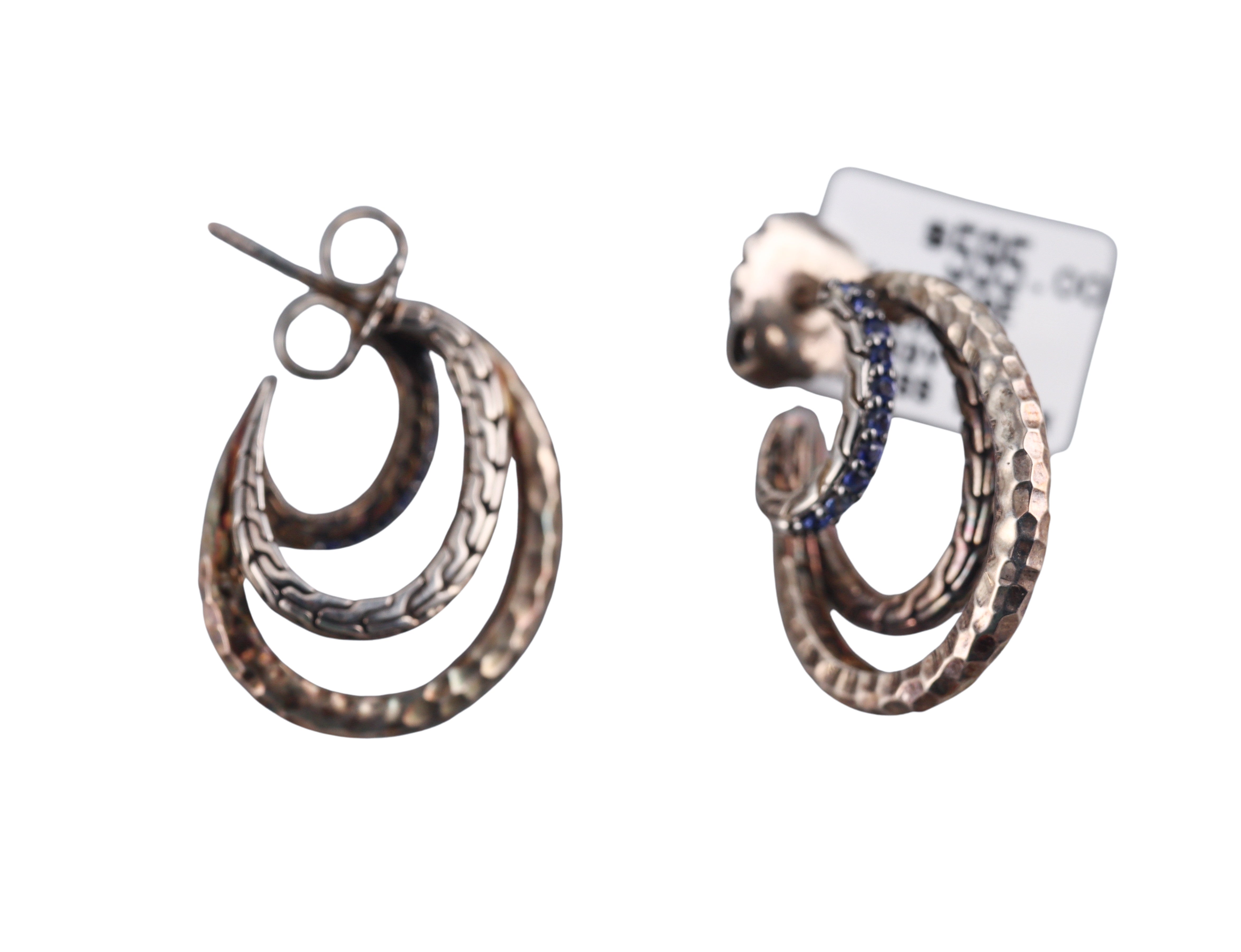 John Hardy Classic Chain Sapphire Sterling Silver Earrings Retail $595