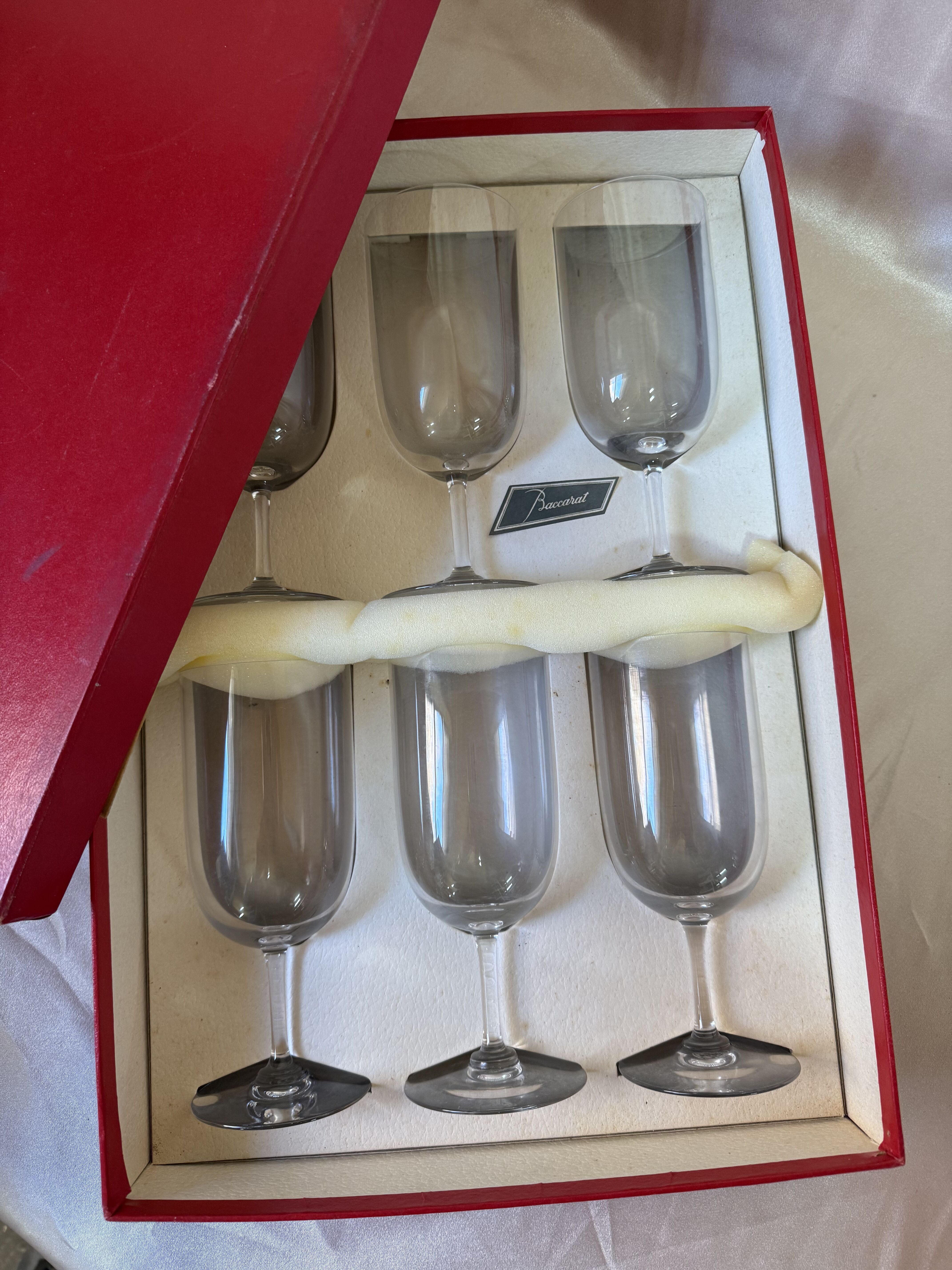 New Old Stock Baccarat Crystal Vintage Wine Glasses Set of 6