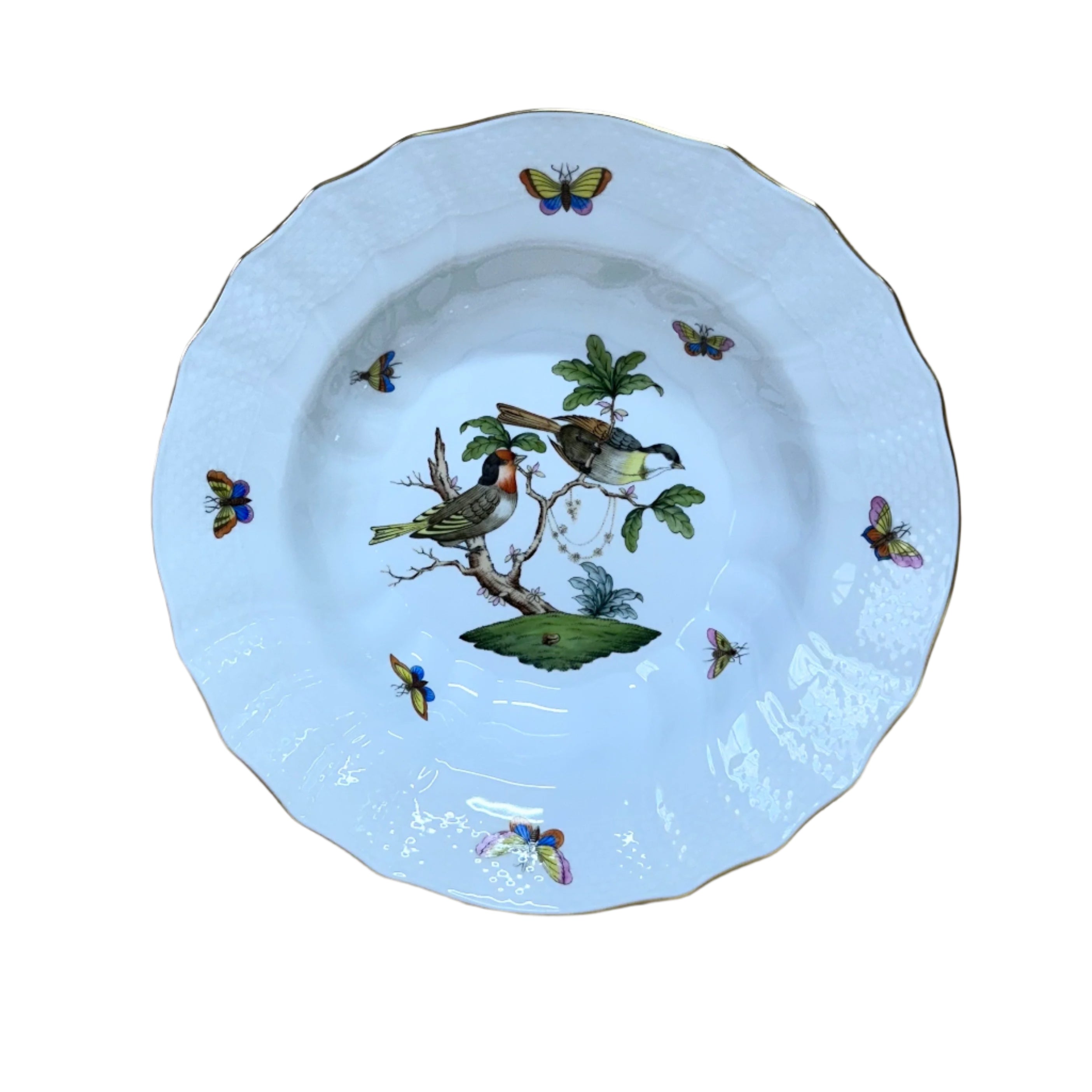 Herend Porcelain Rothschild Bird Large Rim Soup Bowl 1503-0-00/RO-11