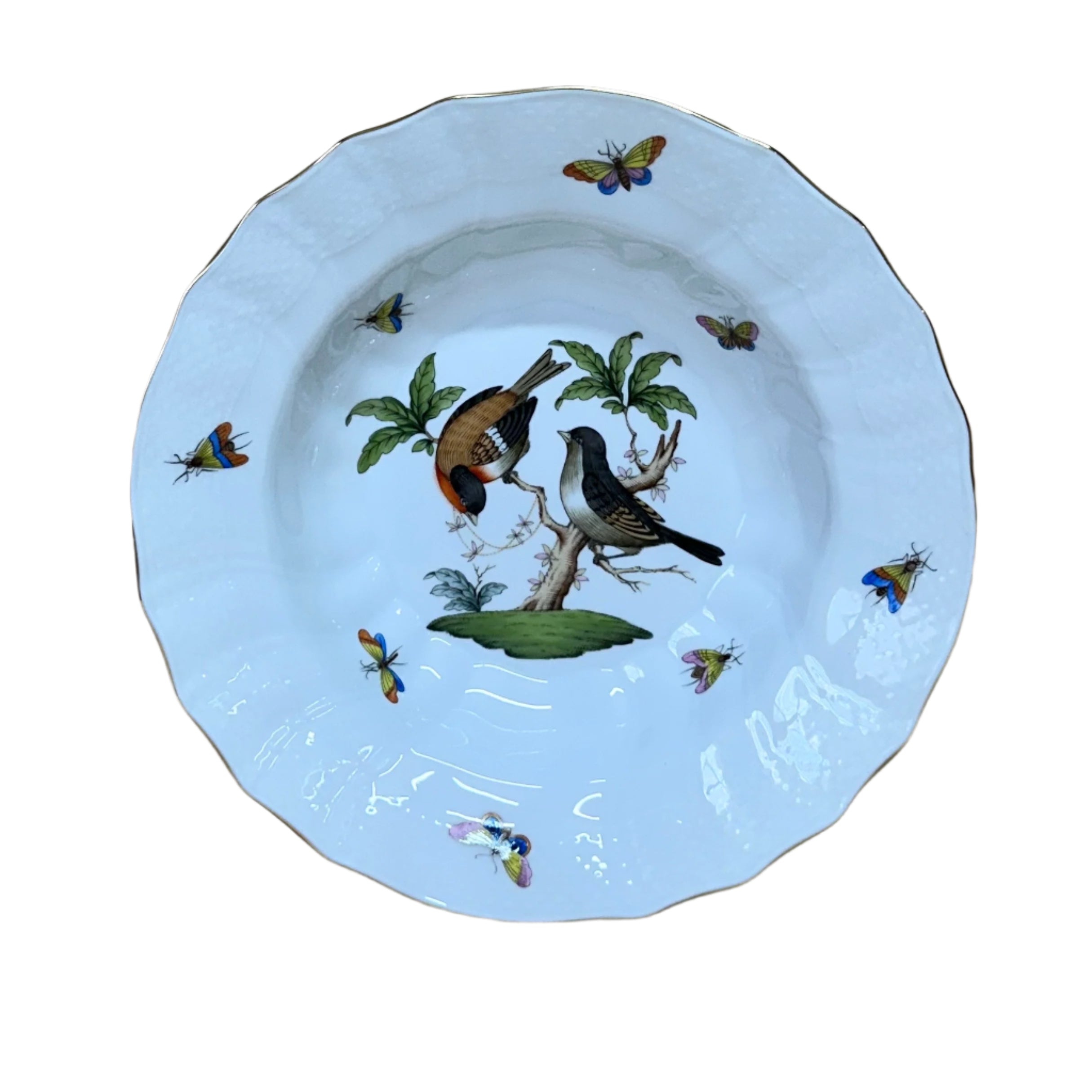 Herend Rothschild Bird Large Rim Soup Bowl 1503-0-00/RO-12