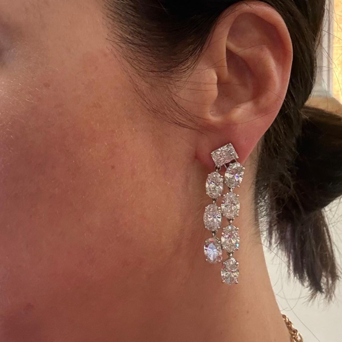 Solid 14k Gold Lab Grown 25.85 Carats Diamond Drop Earrings