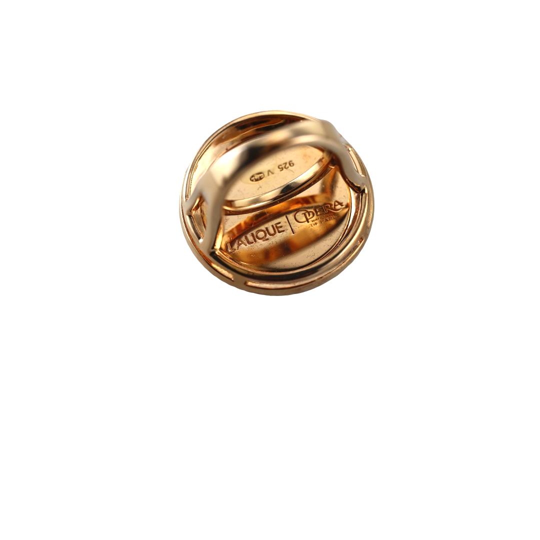 Lalique Opera National De Paris Baiser Kiss Crystal Vermeil Silver Ring 10528500