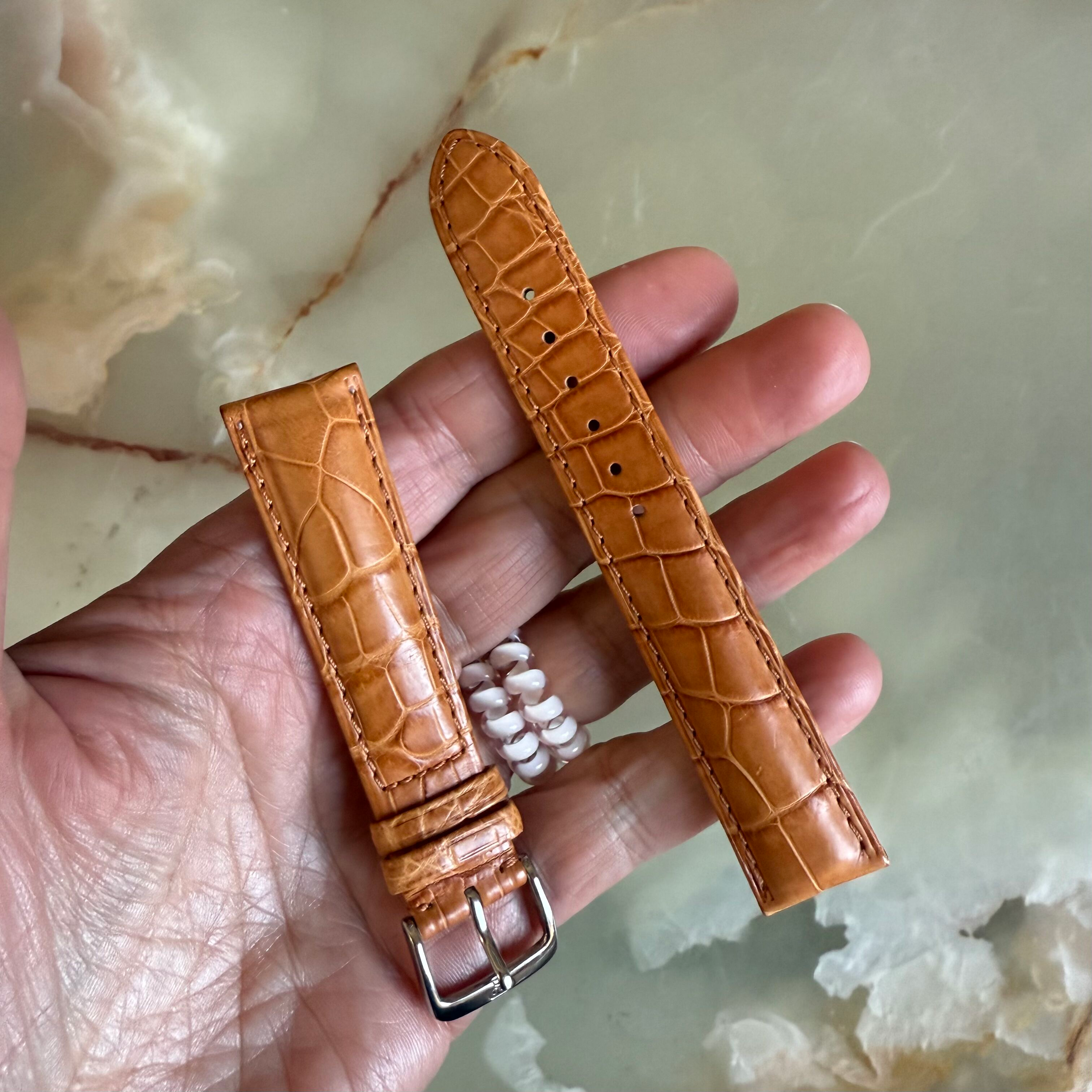 Genuine Alligator Brown Watch Strap Band 18mm Padded & Stitched w Buckle