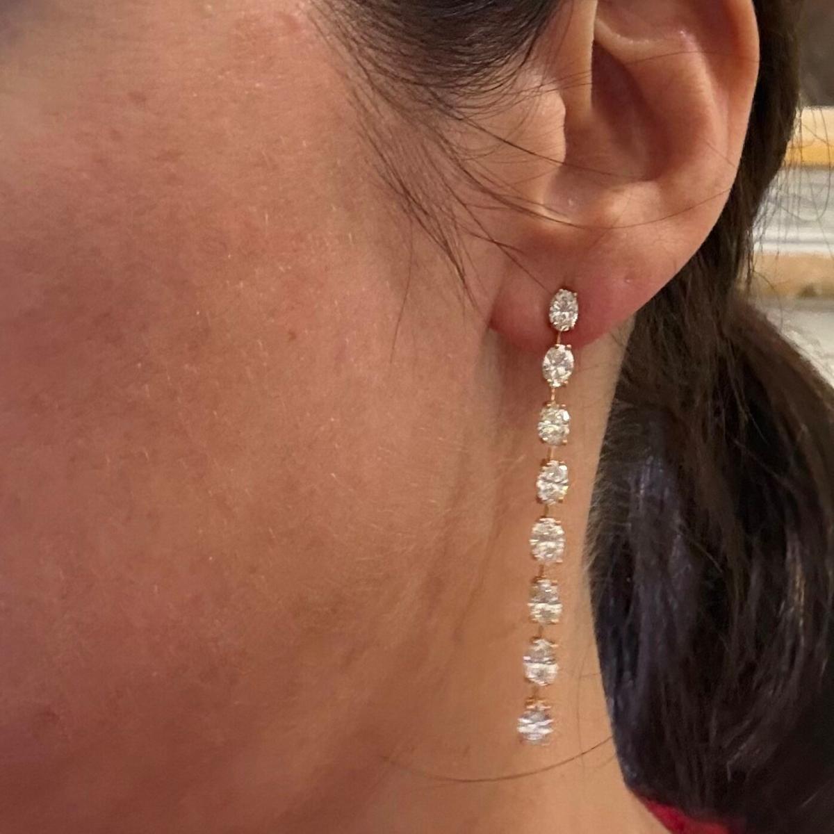 Solid 14k Gold Lab Grown 6.06ctw Diamond Drop Earrings