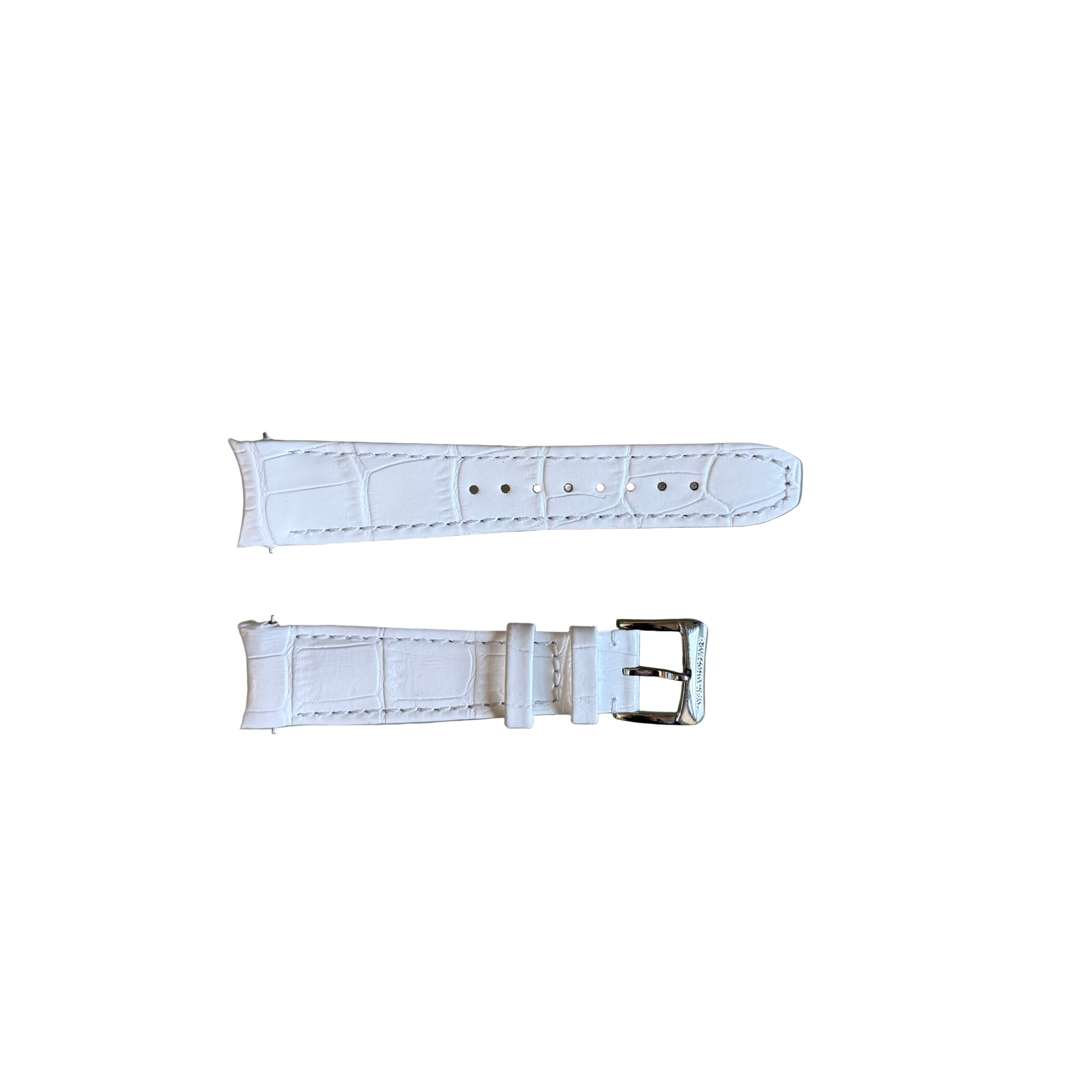 Authentic Raymond Weil White Leather Watch Strap Band 19mm w Buckle