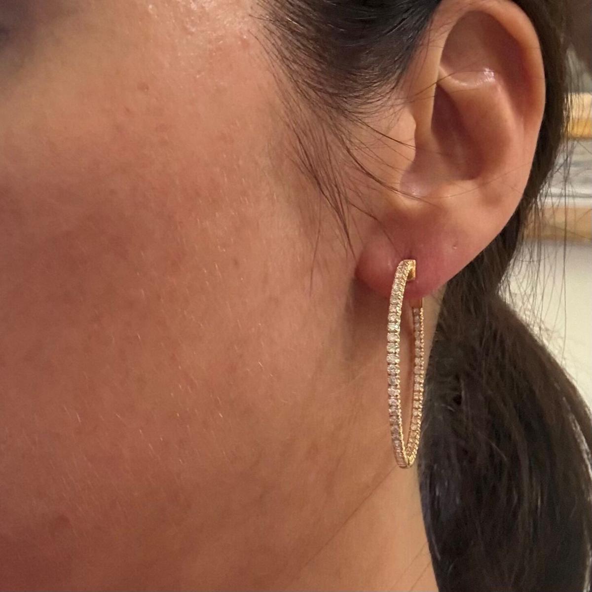 Solid 14k Gold Lab Grown 2.28ctw Diamond Hoop Earrings