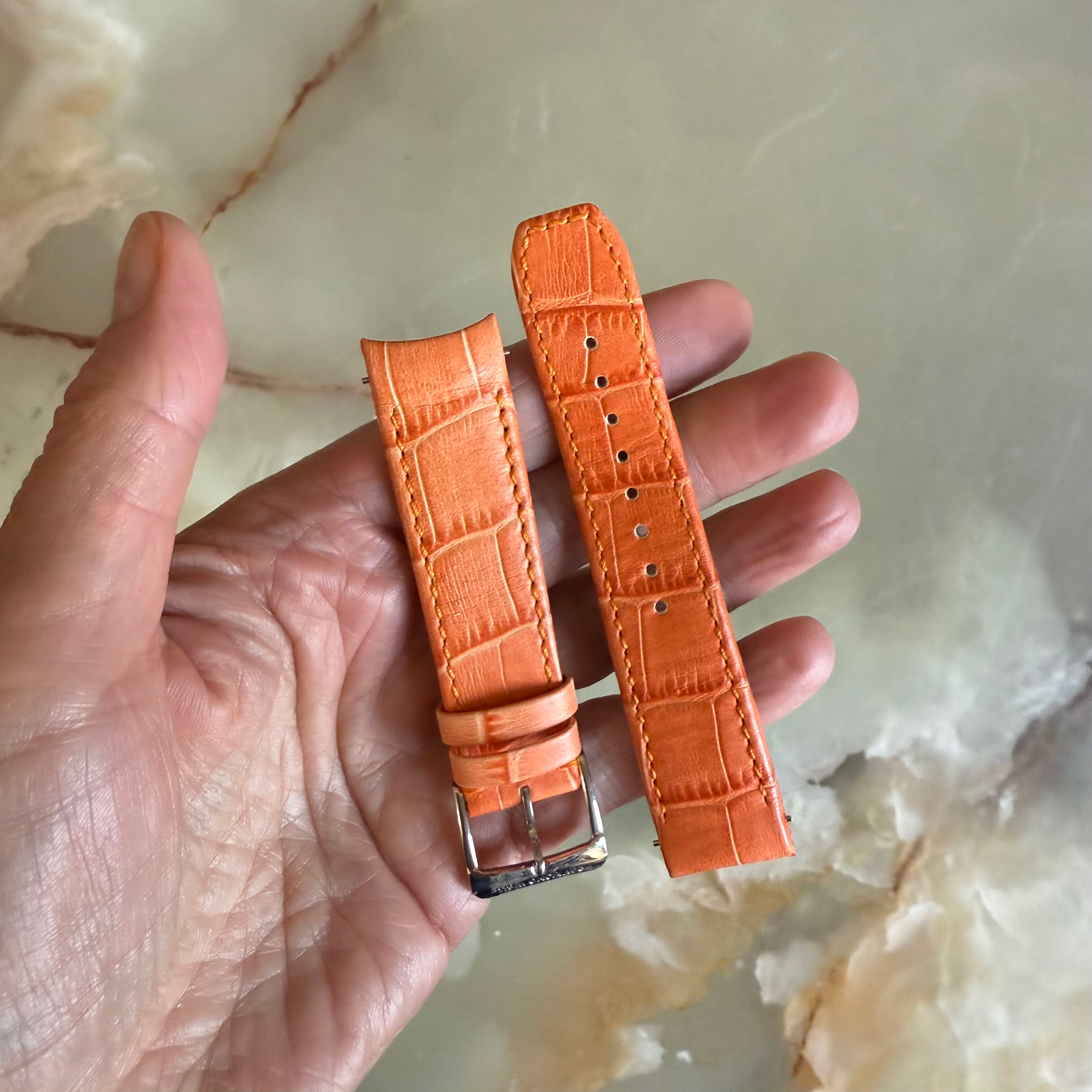 Authentic Raymond Weil Orange Leather Watch Strap Band 20mm w Buckle
